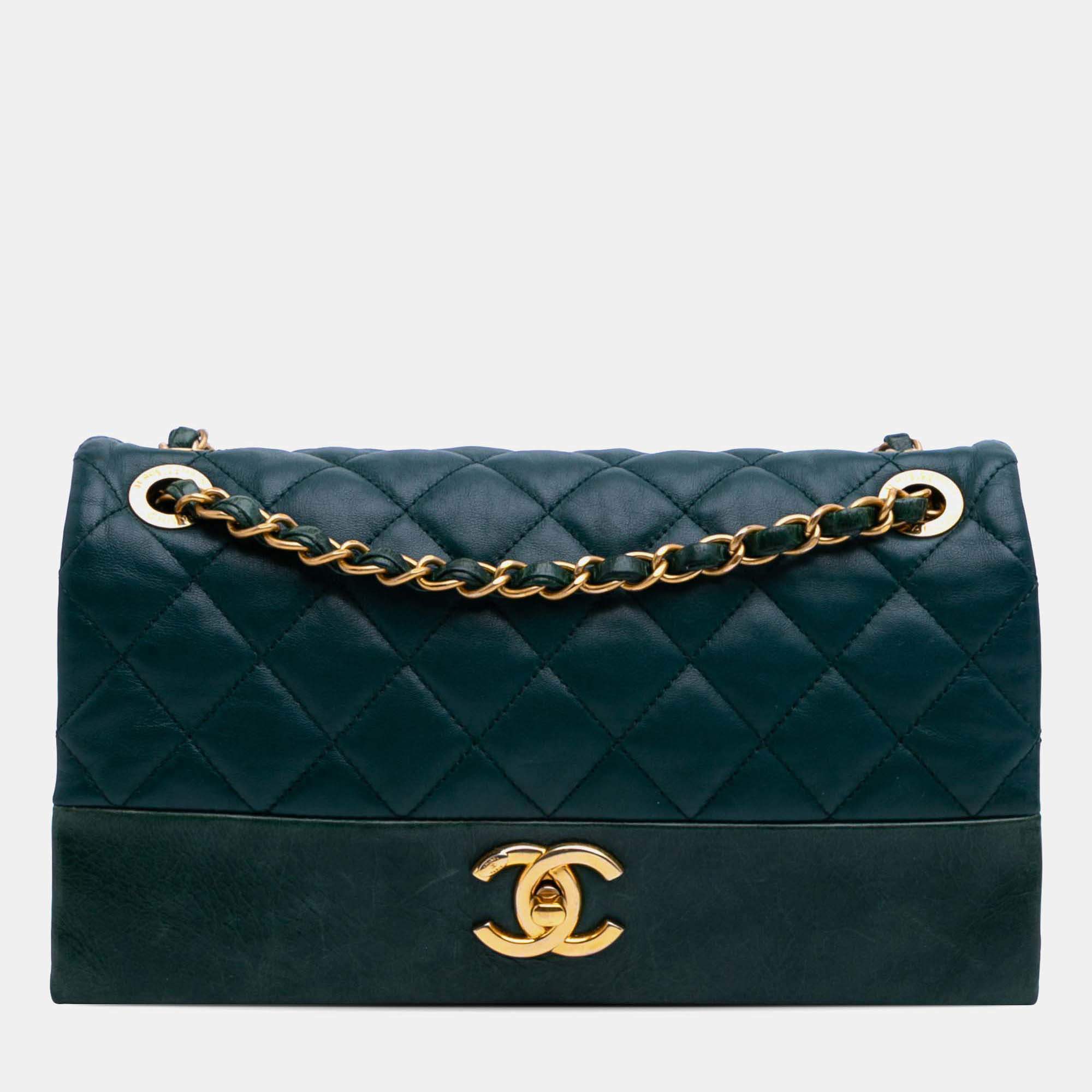 Chanel Green Medium Calfskin Soft Elegance Flap