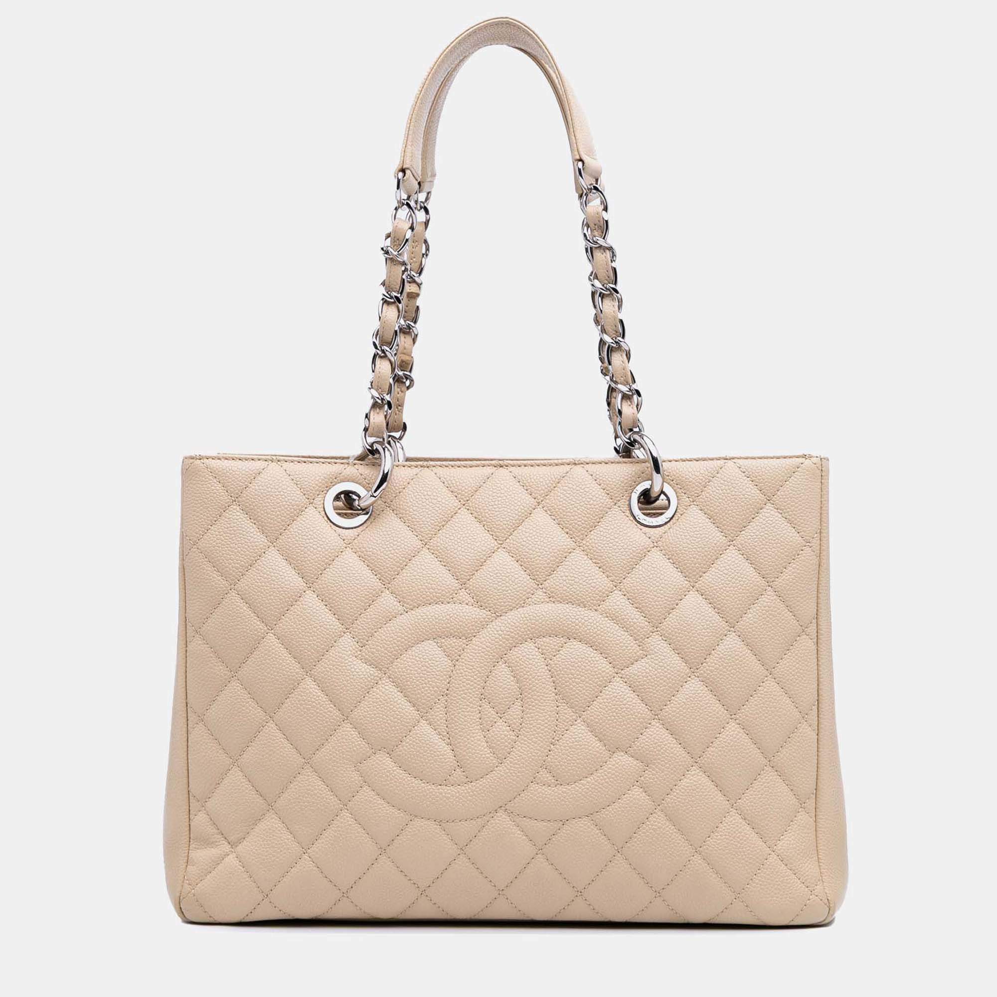 Chanel Beige Caviar Grand Shopping Tote
