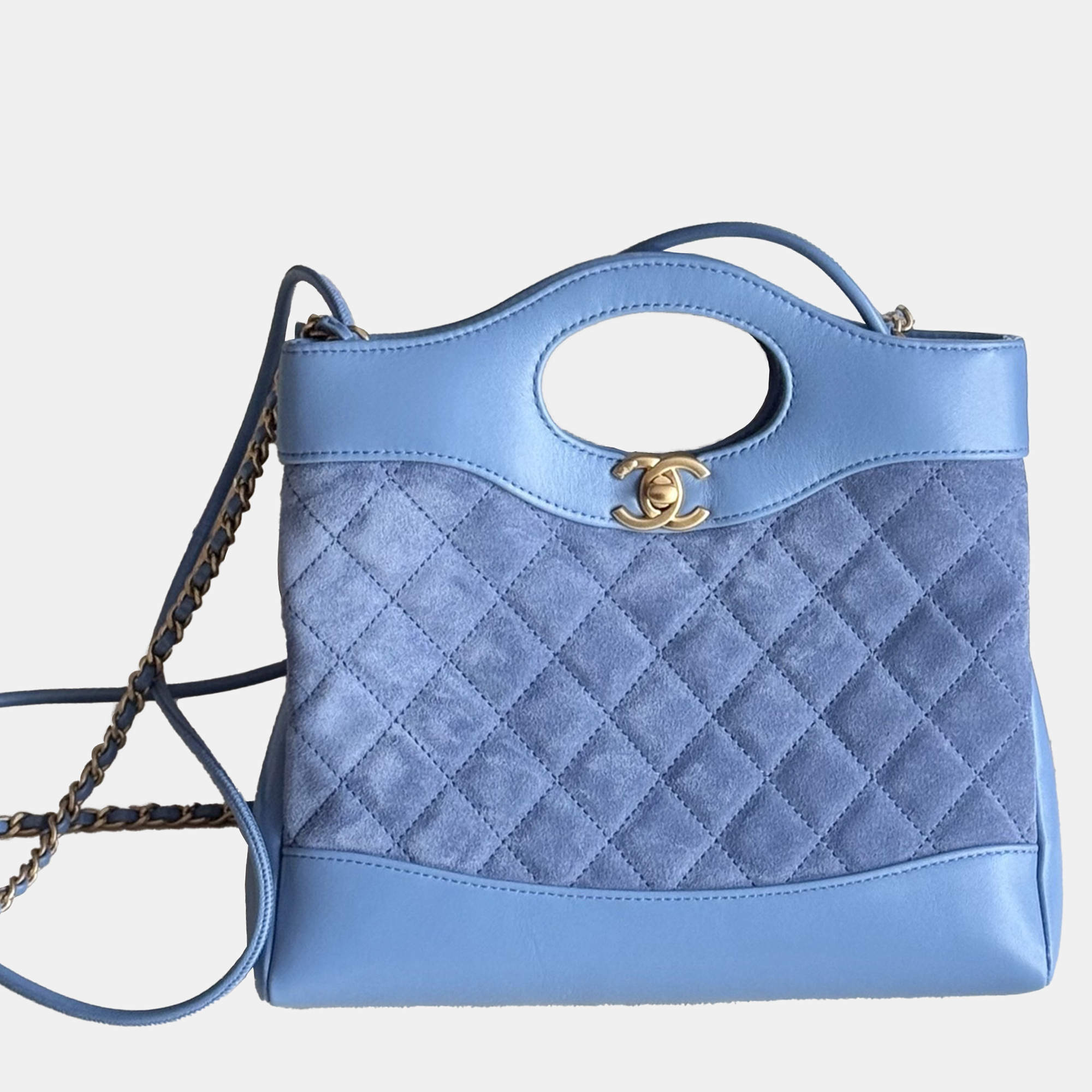 Chanel Bag Blue Suede Chip Model
