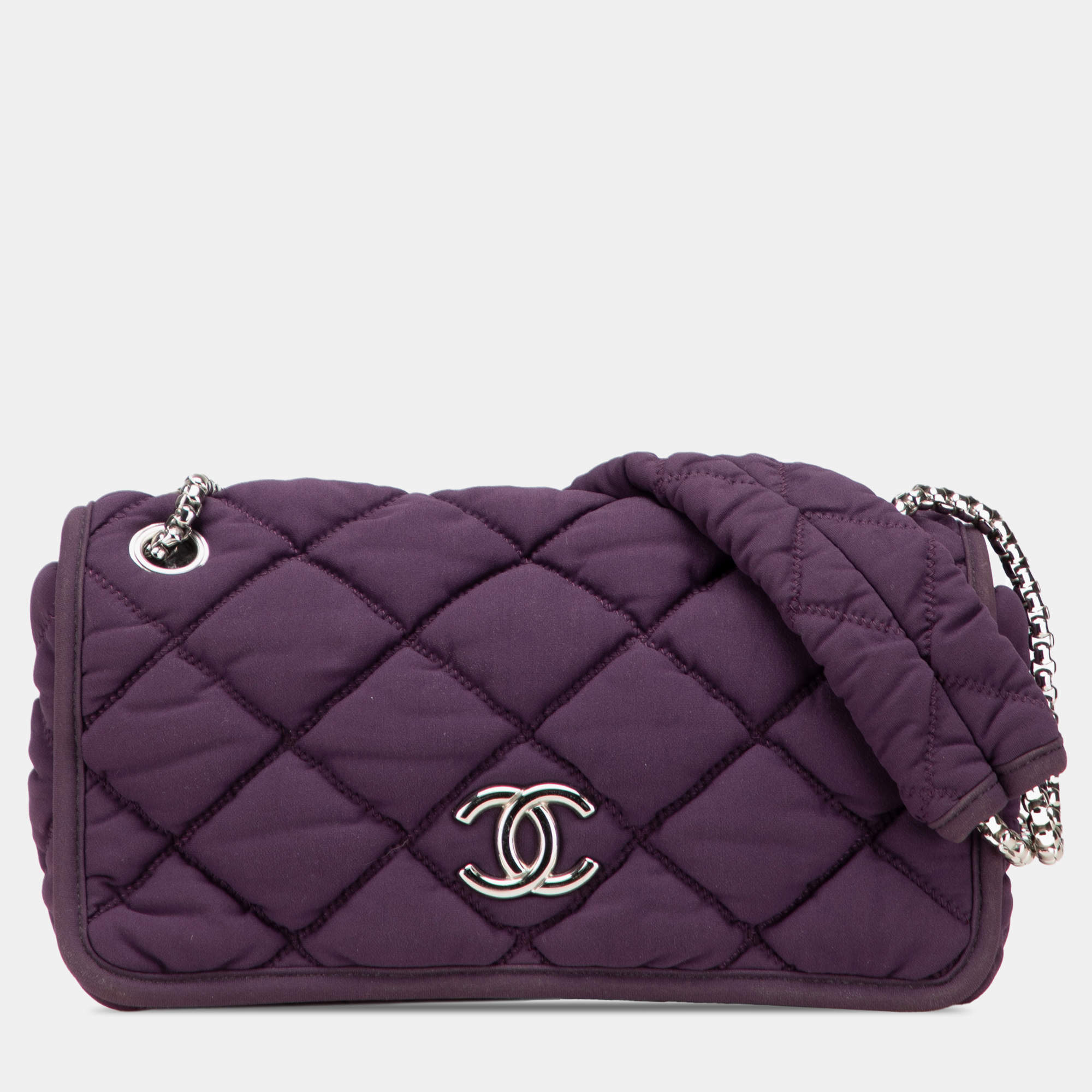 Chanel Purple Small Quilted Nylon Bubble Flap