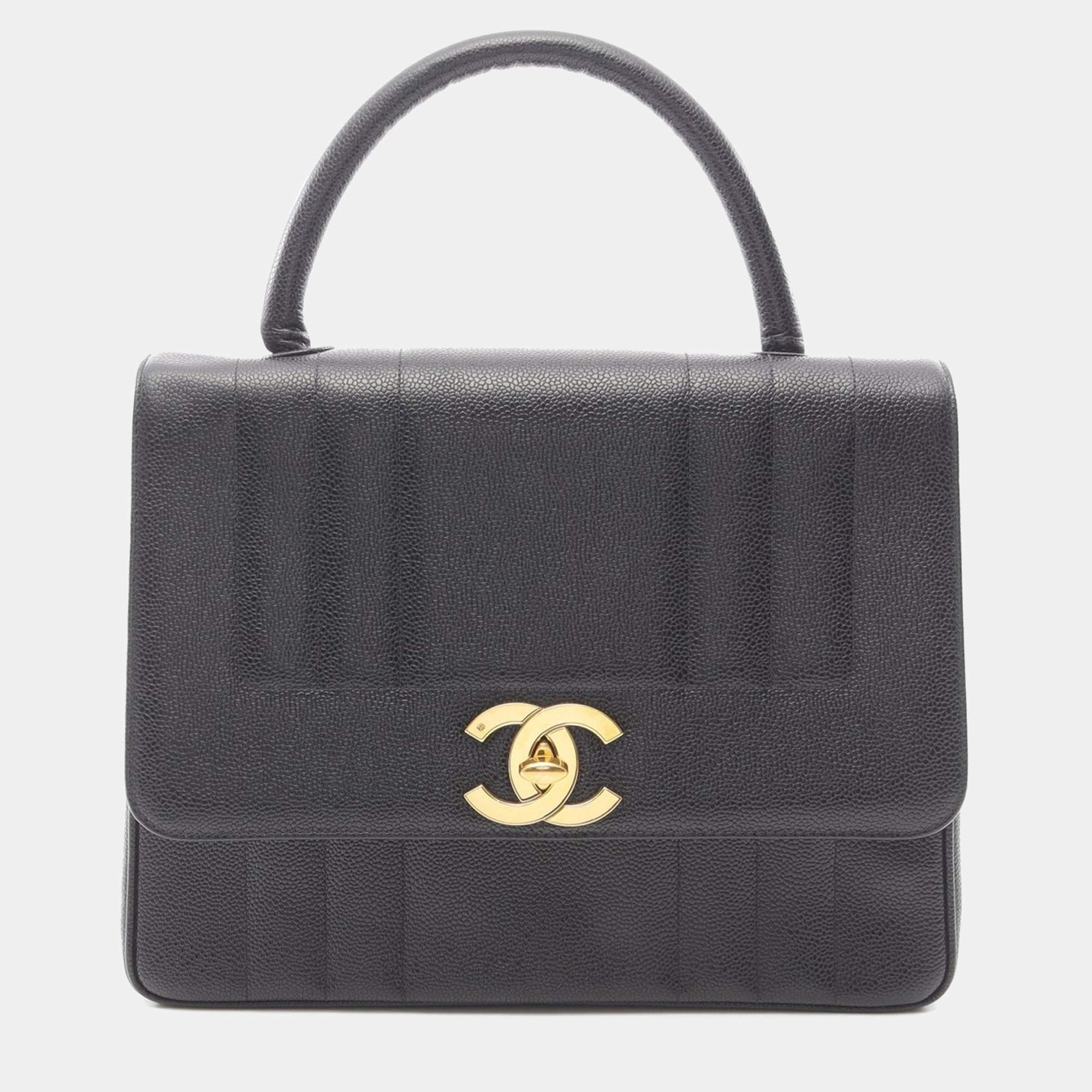 Pre Owned Chanel Mademoiselle Black Calfskin Handbag