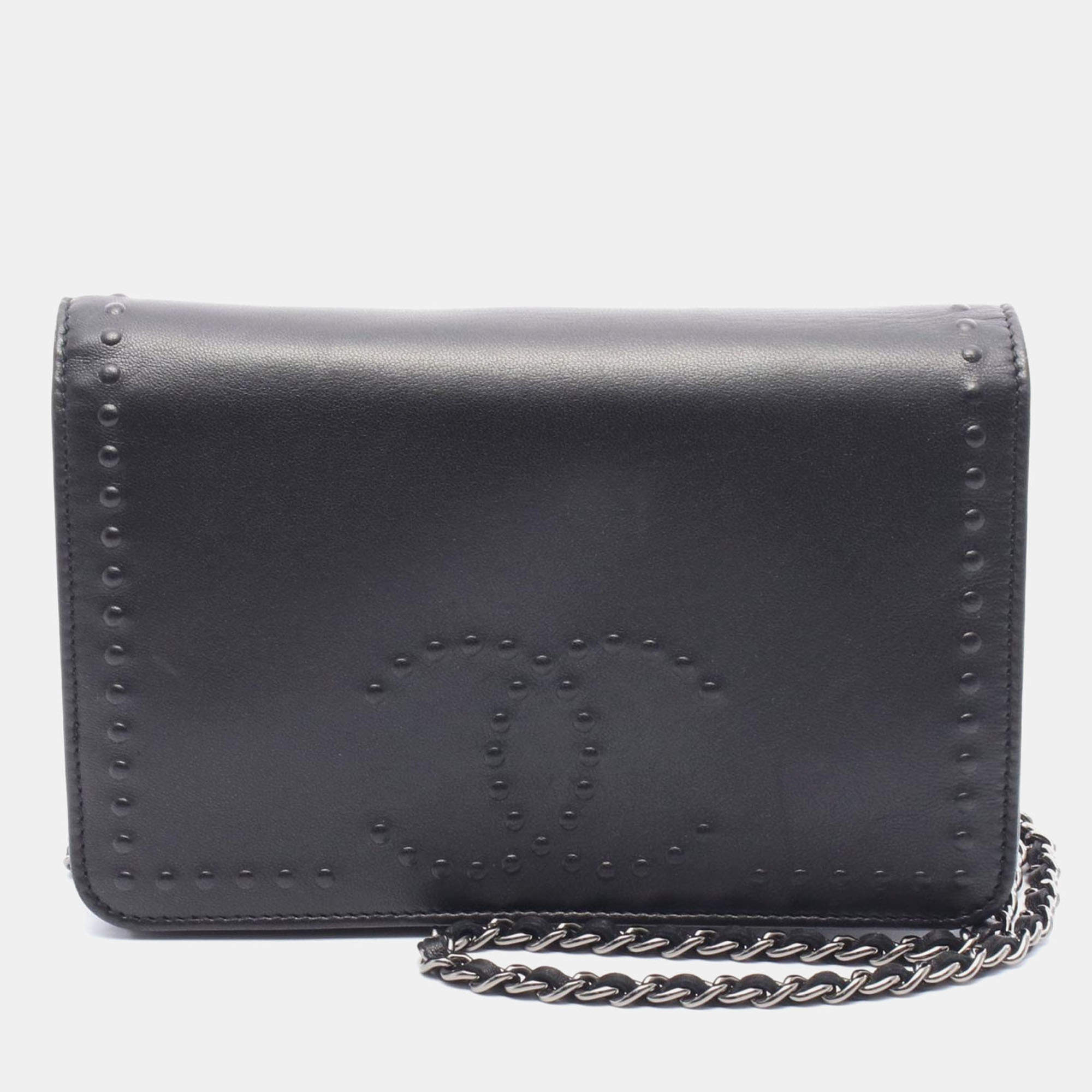 Pre Owned Chanel CC Black Leather Chain Shoulder Bag