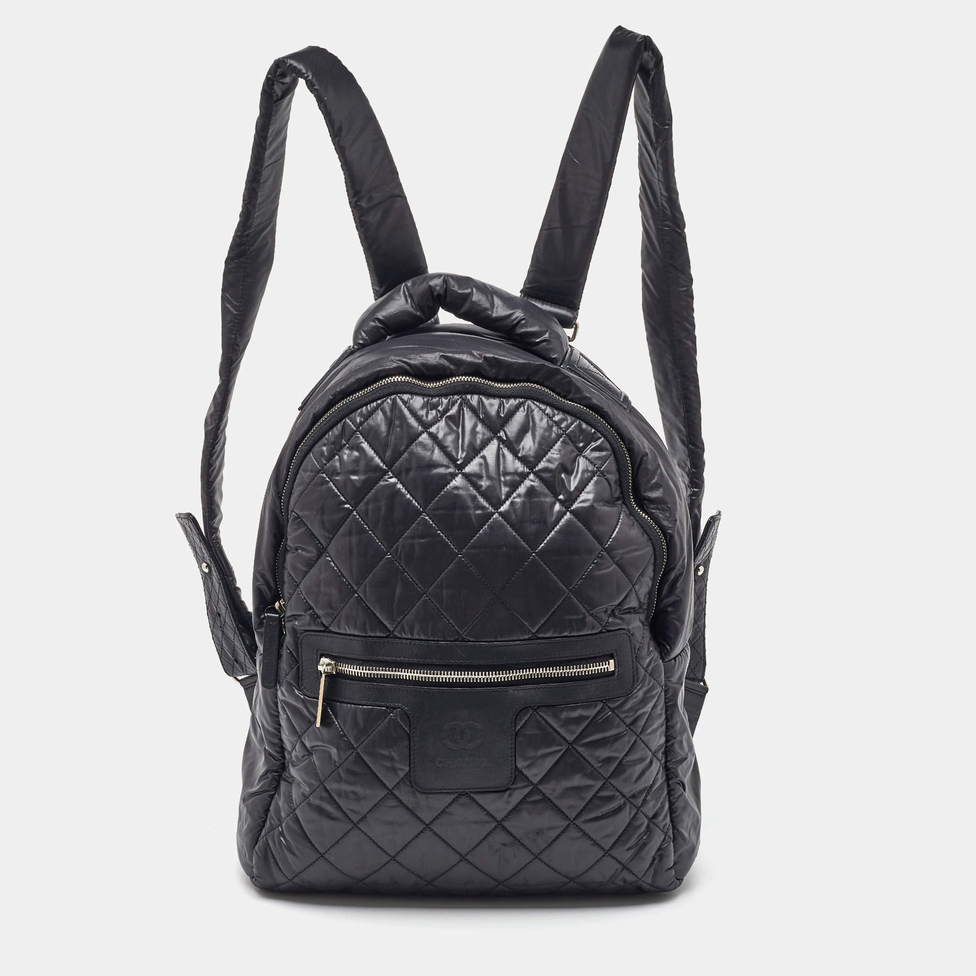 Pre Owned Chanel Black Quilted Nylon Coco Cocoon Backpack