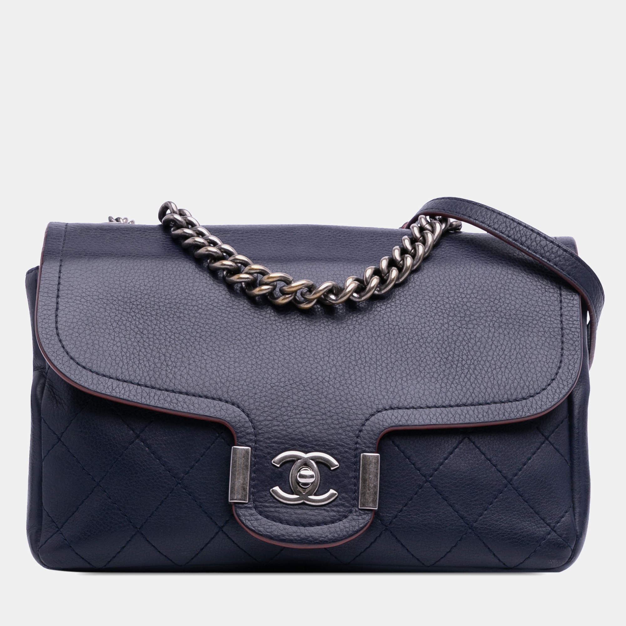 Pre Owned Chanel Blue Paris-Greece Calfskin Archi Chic Flap Bag