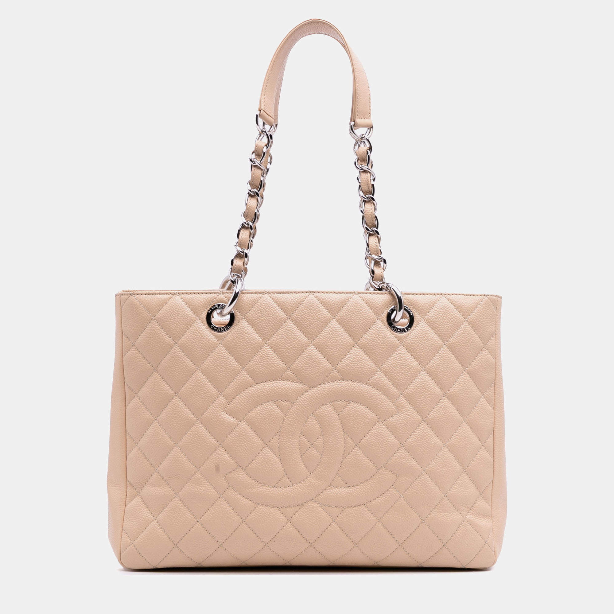 Pre Owned Chanel Beige Caviar Grand Shopping Tote
