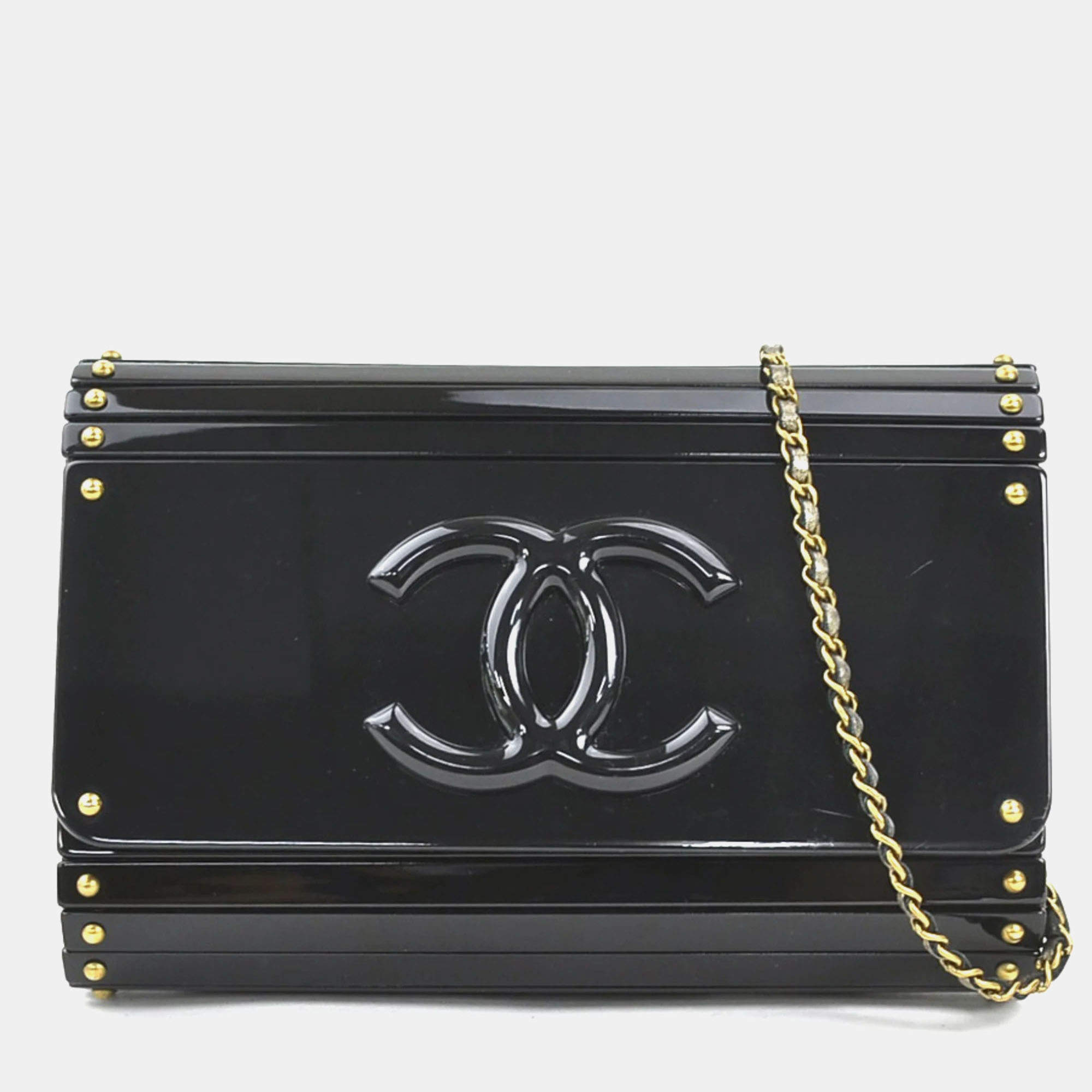 Pre Owned Chanel CC Black Plastic Leather Shoulder Bag
