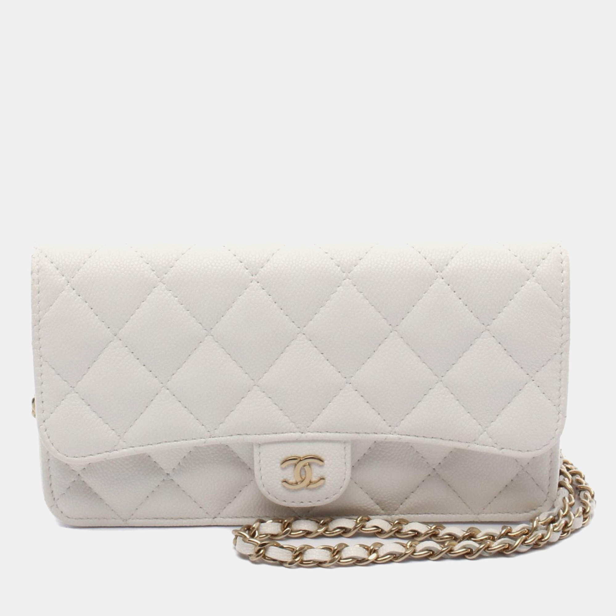 Pre Owned Chanel White Calfskin Wallet on Chain 