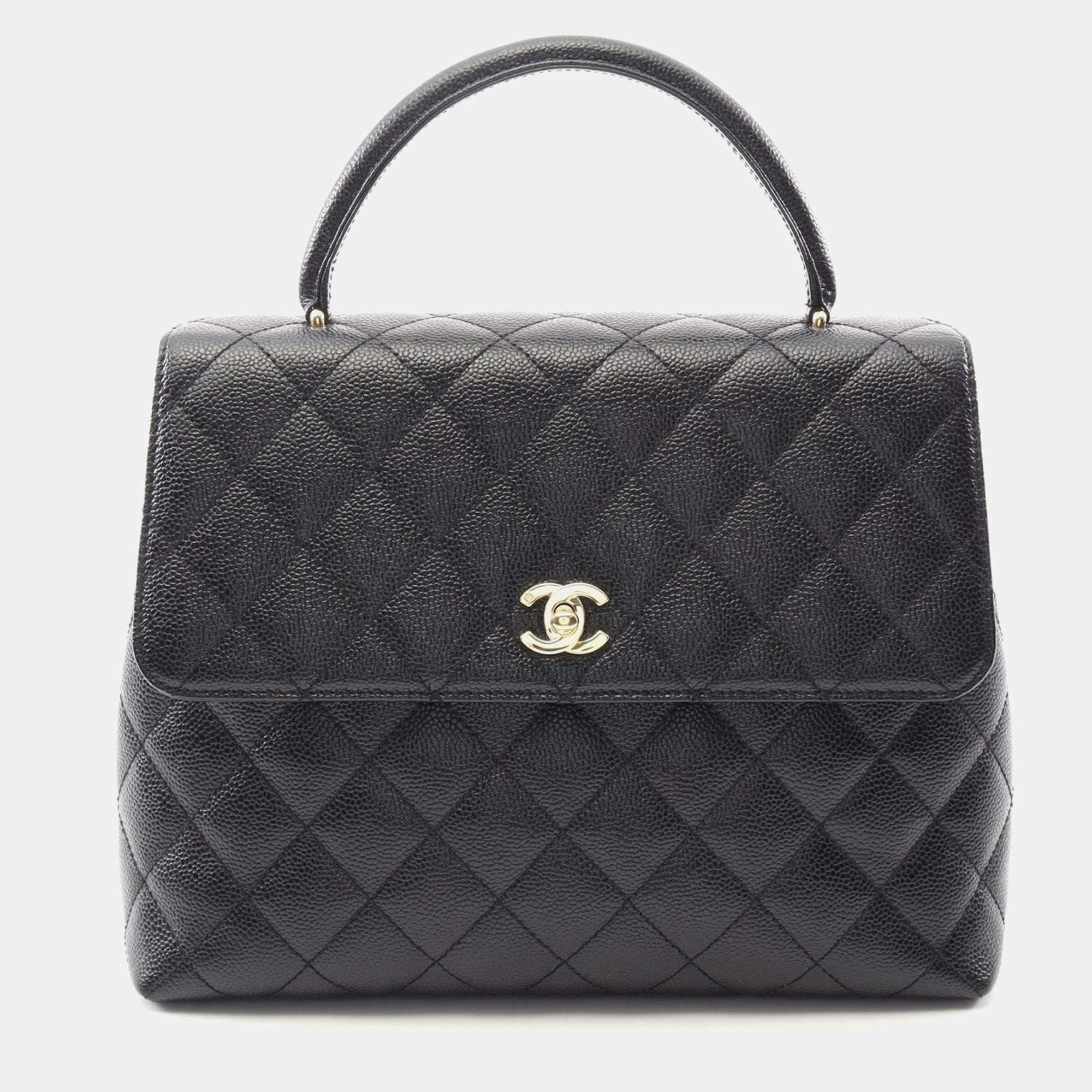 Pre Owned Chanel Kelly Black Calfskin Shoulder Bag