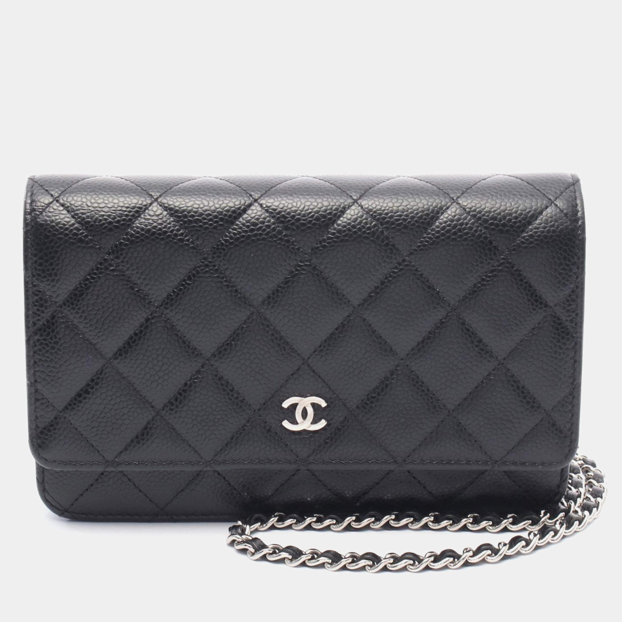 Pre Owned Chanel Classic Black Calfskin Wallet on Chain