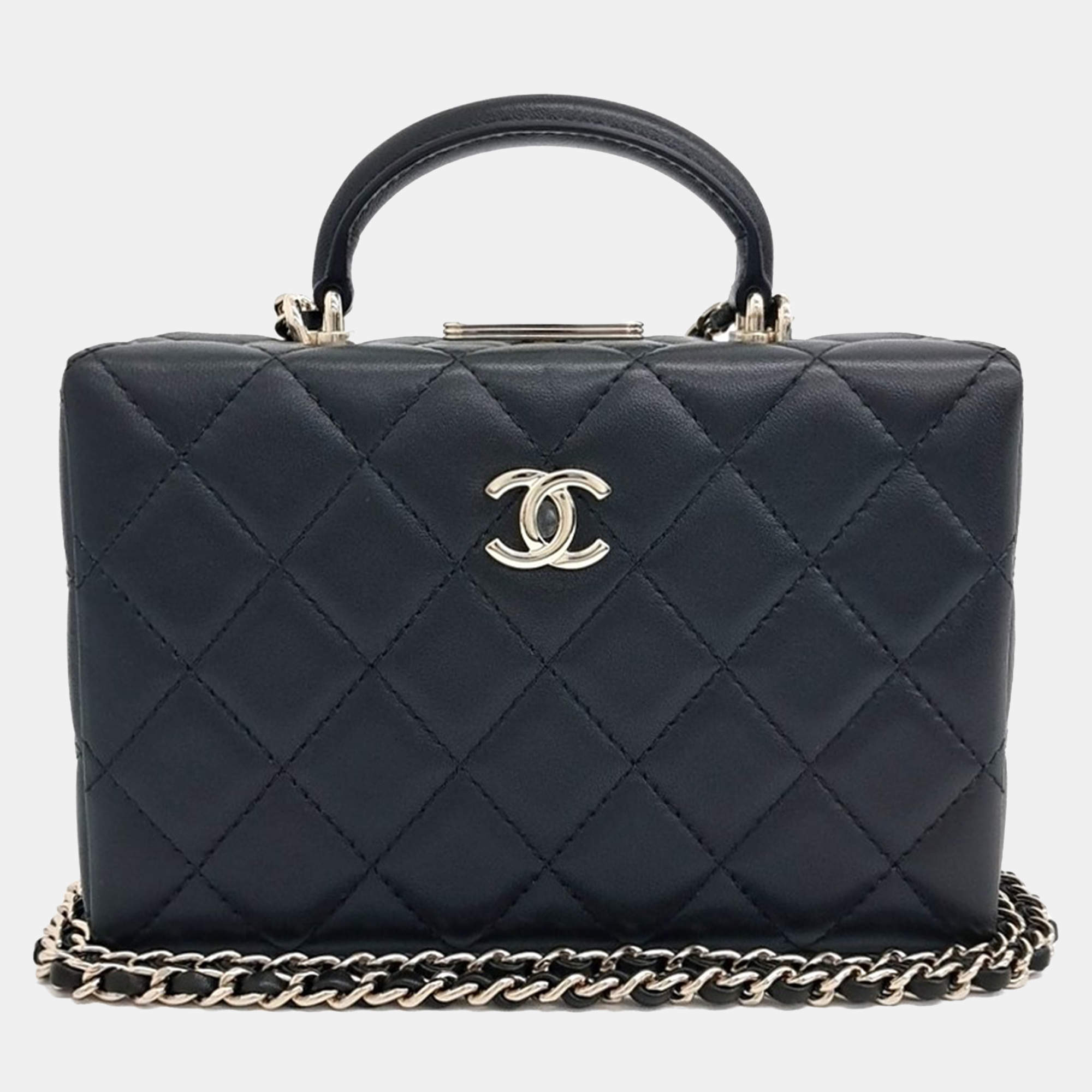 Pre Owned Chanel Black Leather Small Box Bag