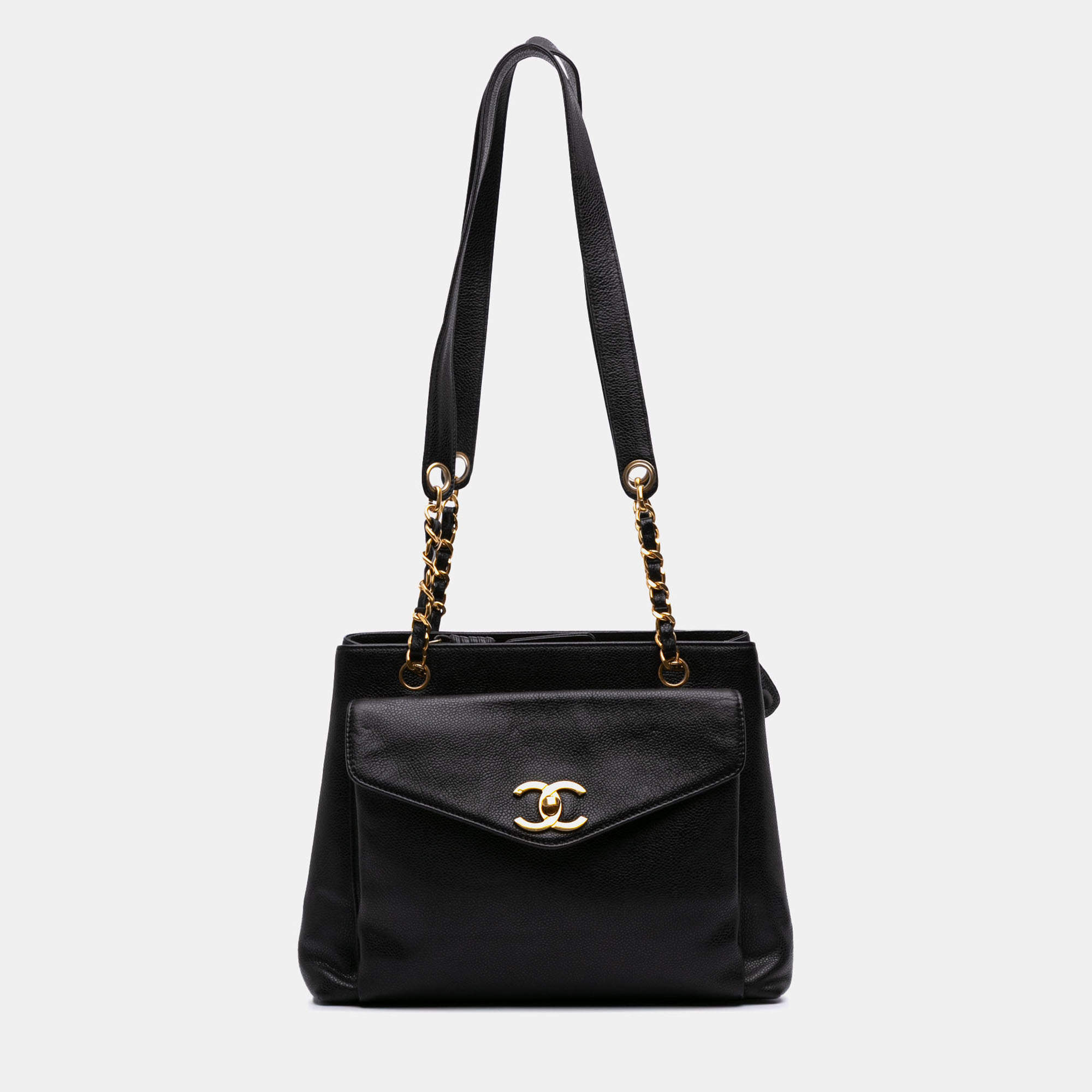 Pre Owned Chanel Black CC Caviar Shoulder Bag