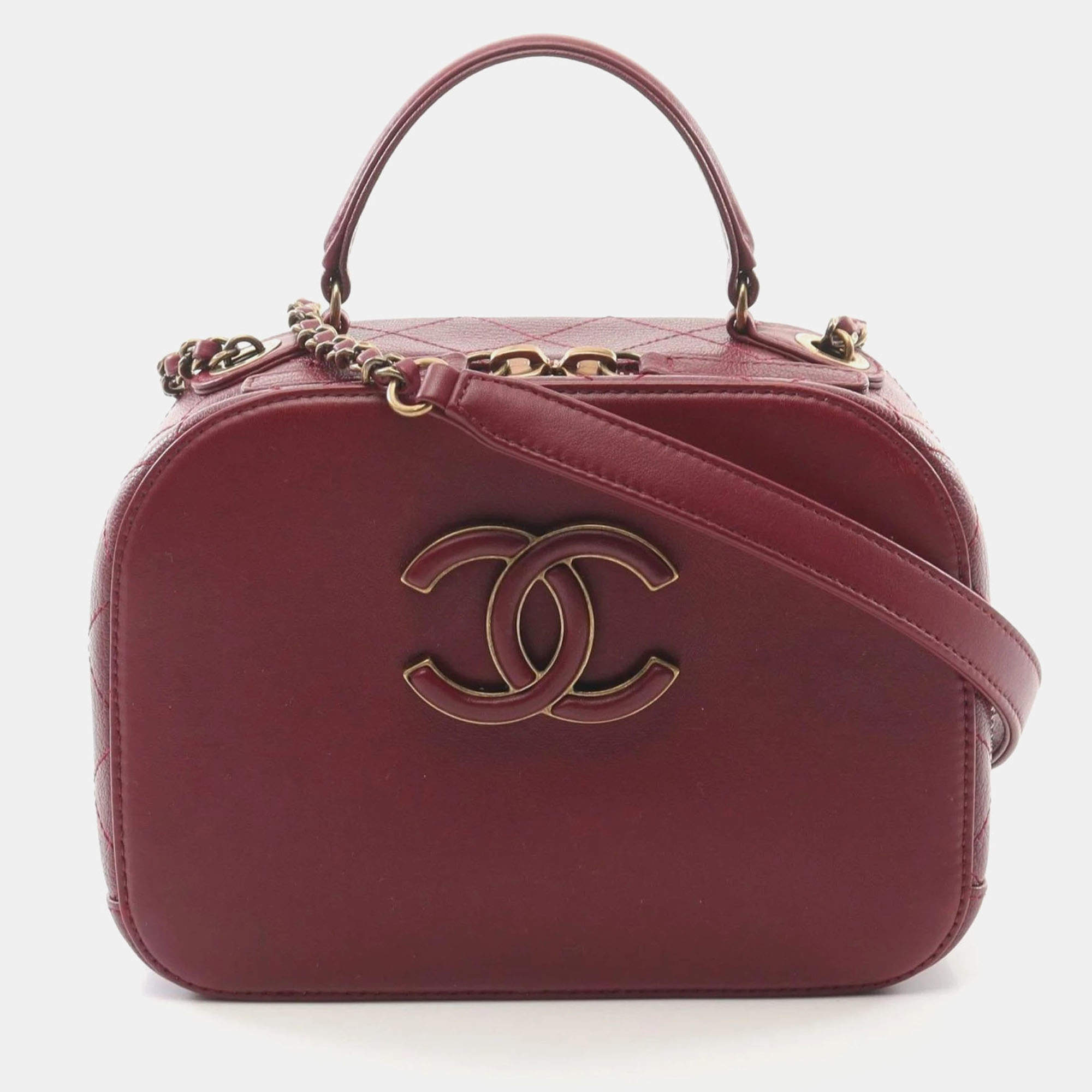 Pre Owned Chanel Bordeaux Leather Shoulder Bag