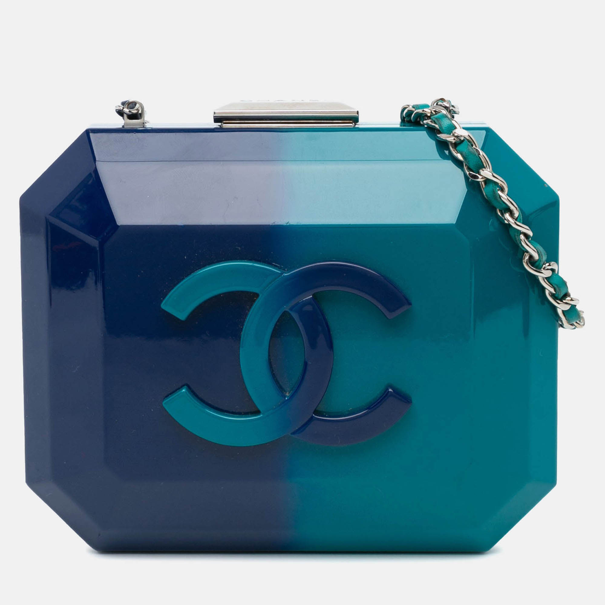 Pre Owned Chanel Plexiglass Clutch Mini Ombre CC Chain Shoulder Bag