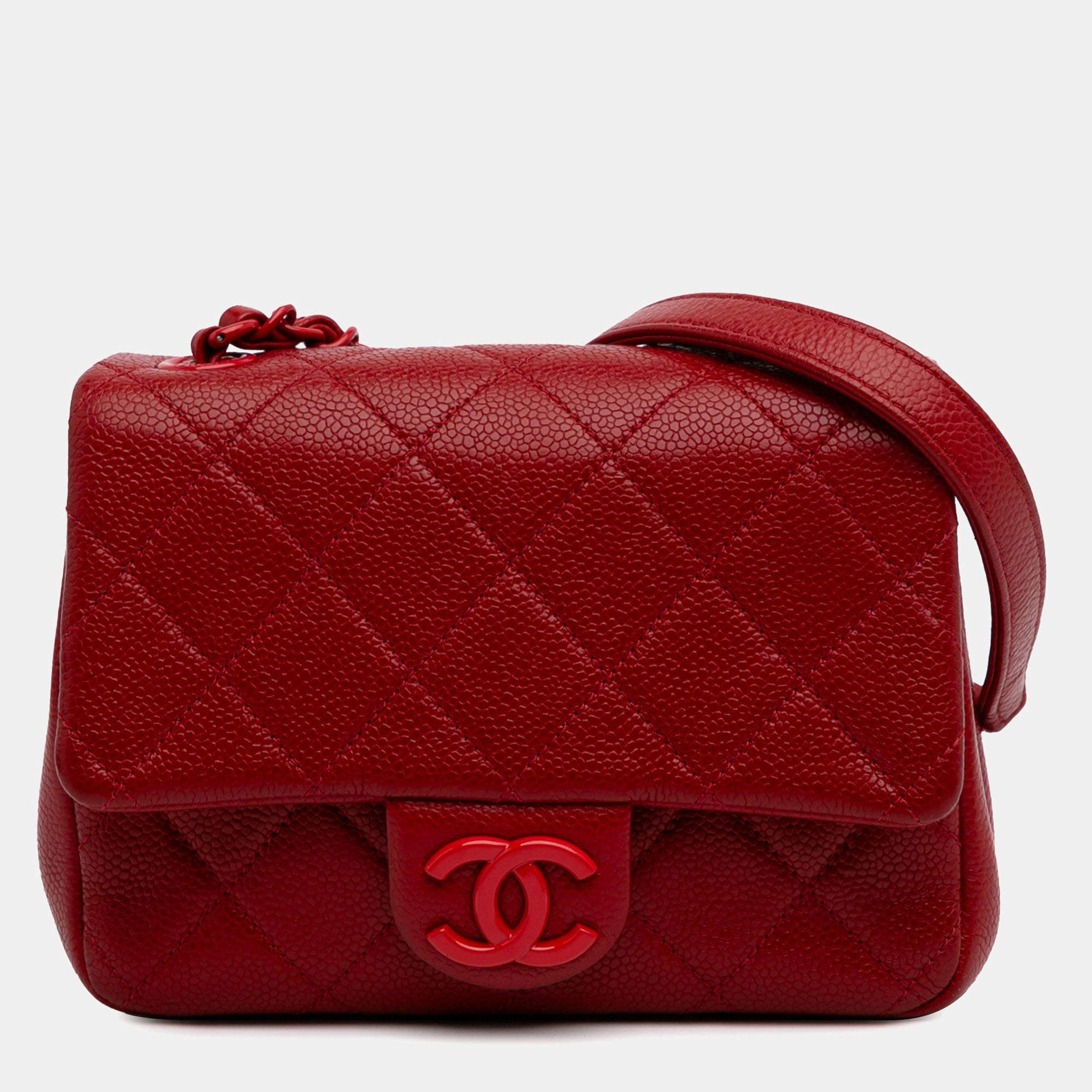 Pre Owned Chanel Incognito Flap Mini Square Caviar Shoulder Bag