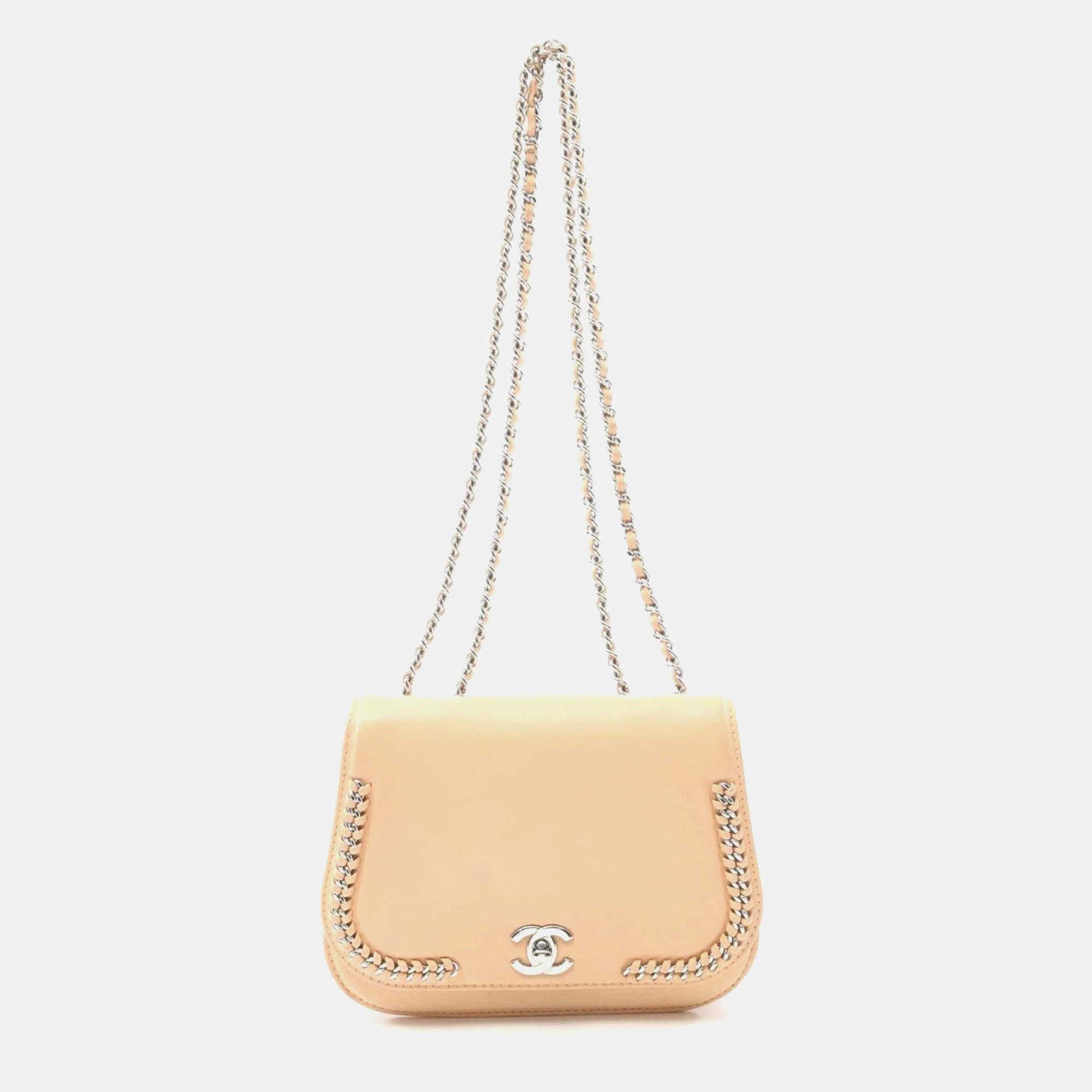 Pre Owned Chanel CC Beige Leather Shoulder Bag