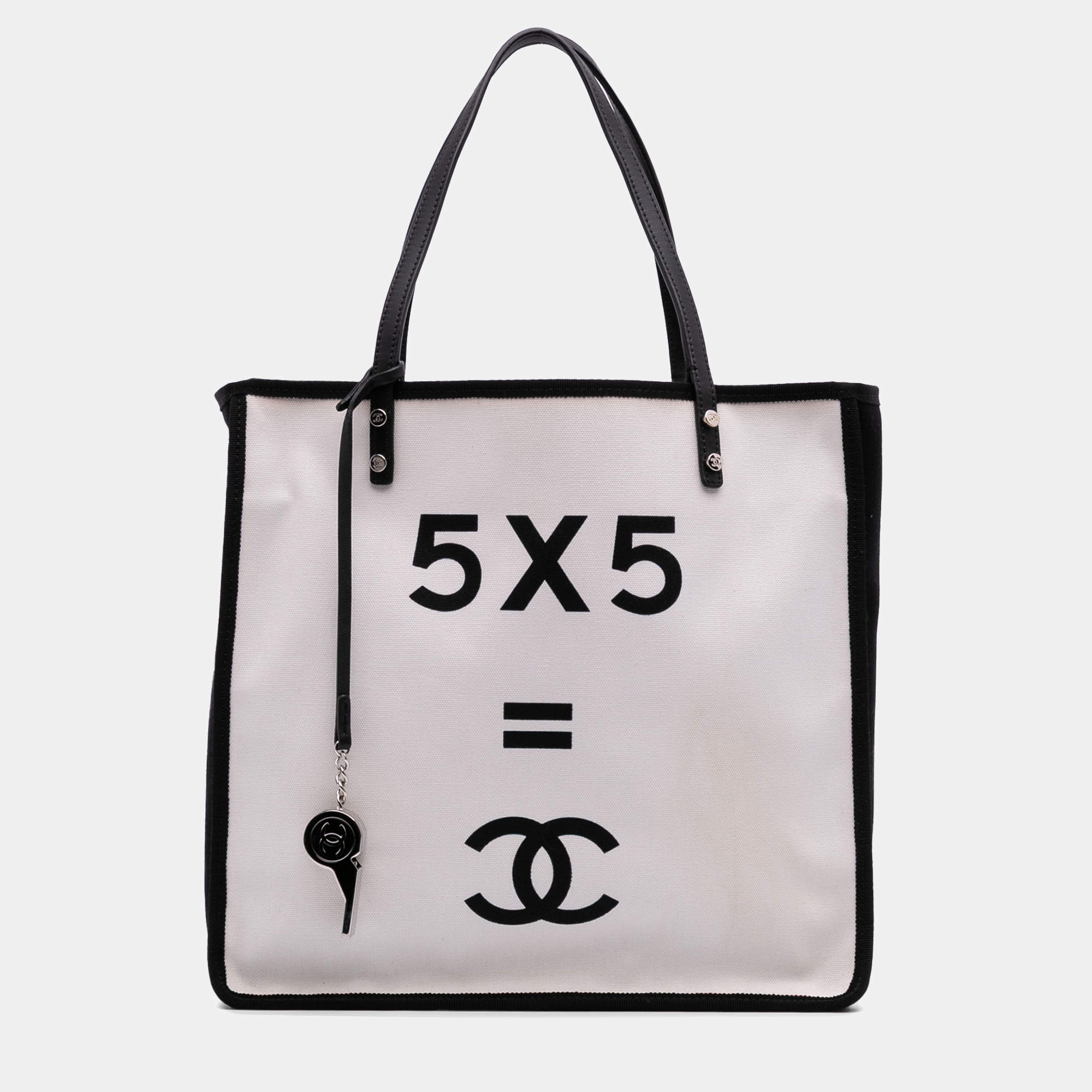 Pre Owned Chanel White Small Canvas Lets Demonstrate Tote