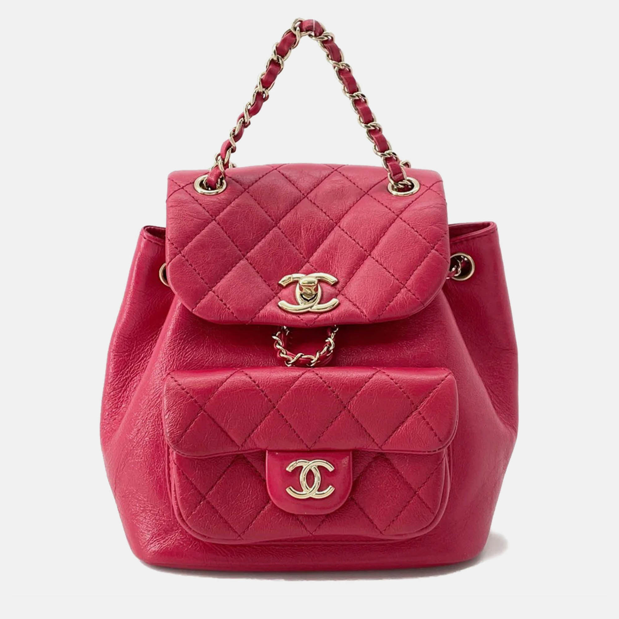 Pre Owned Chanel Dumas Backpack Magenta Leather