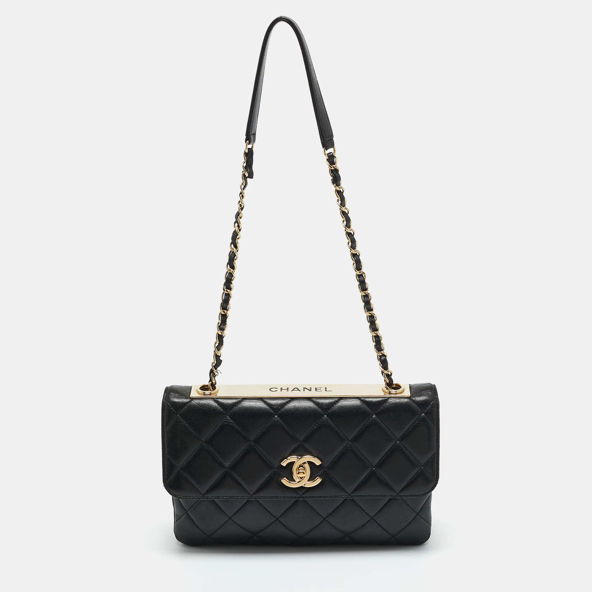 Pre Owned Chanel Black Quilted Leather Trendy CC Flap Bag