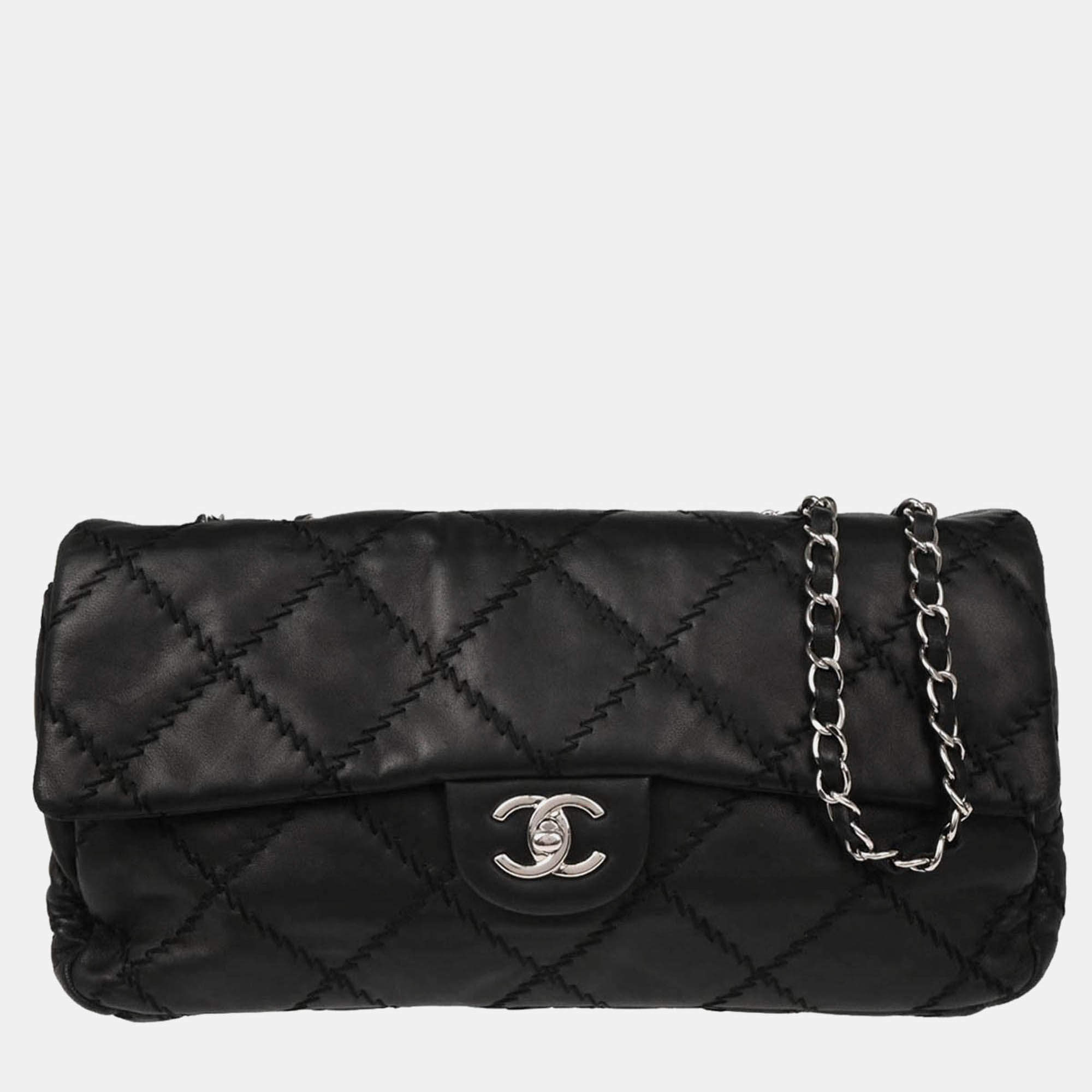 Pre Owned Chanel Ultra Stitch Black Calfskin Shoulder Bag