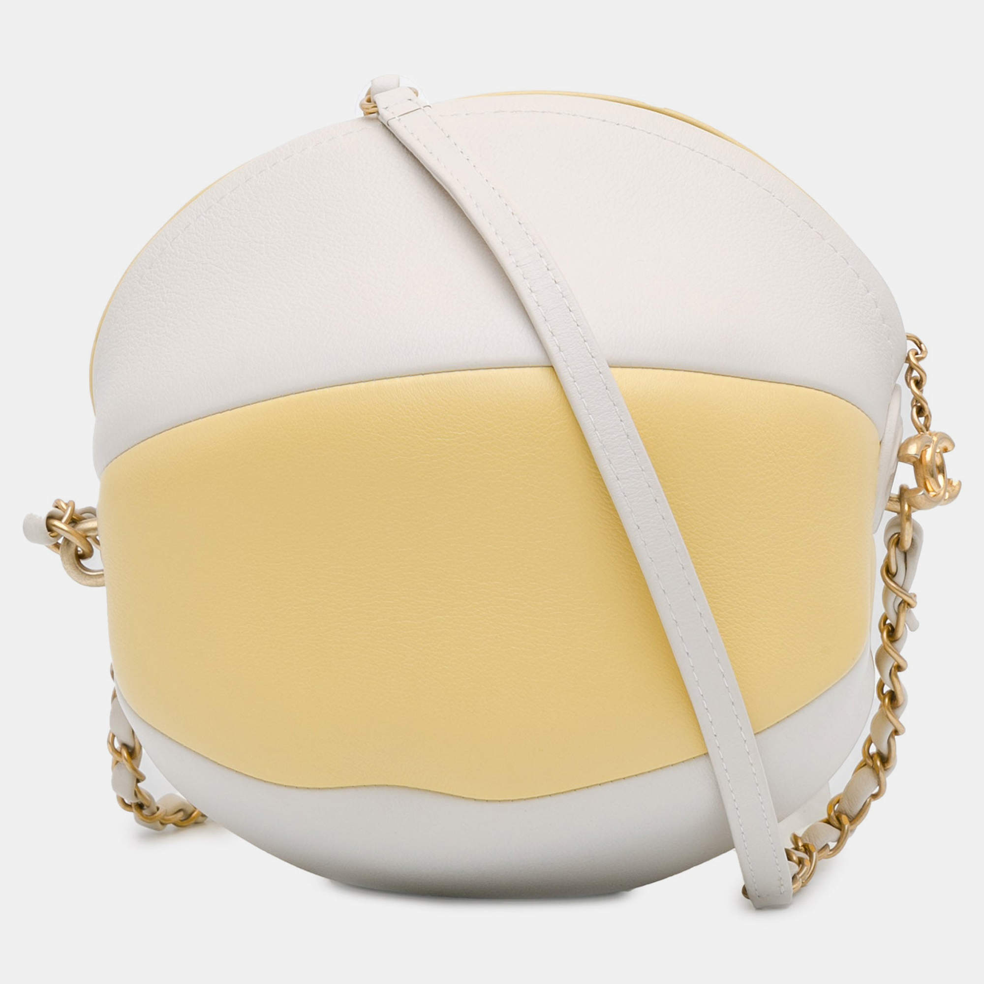 Pre Owned Chanel Coco Beach Ball Yellow Calfskin Leather Crossbody Bag