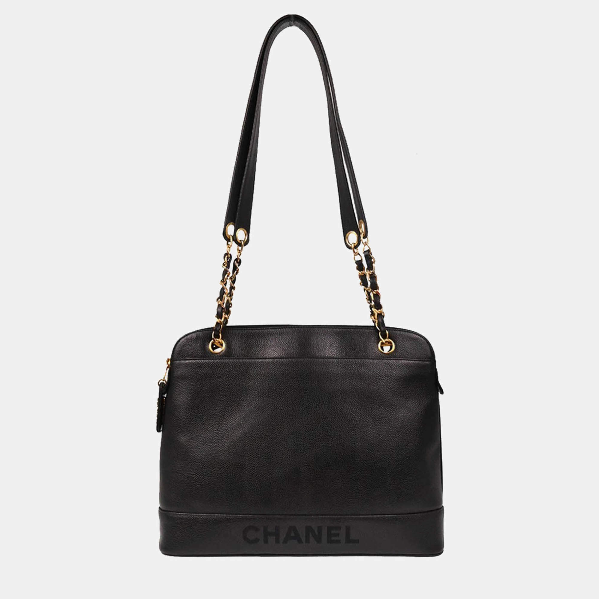 Pre Owned Chanel Black Calfskin Shoulder Bag