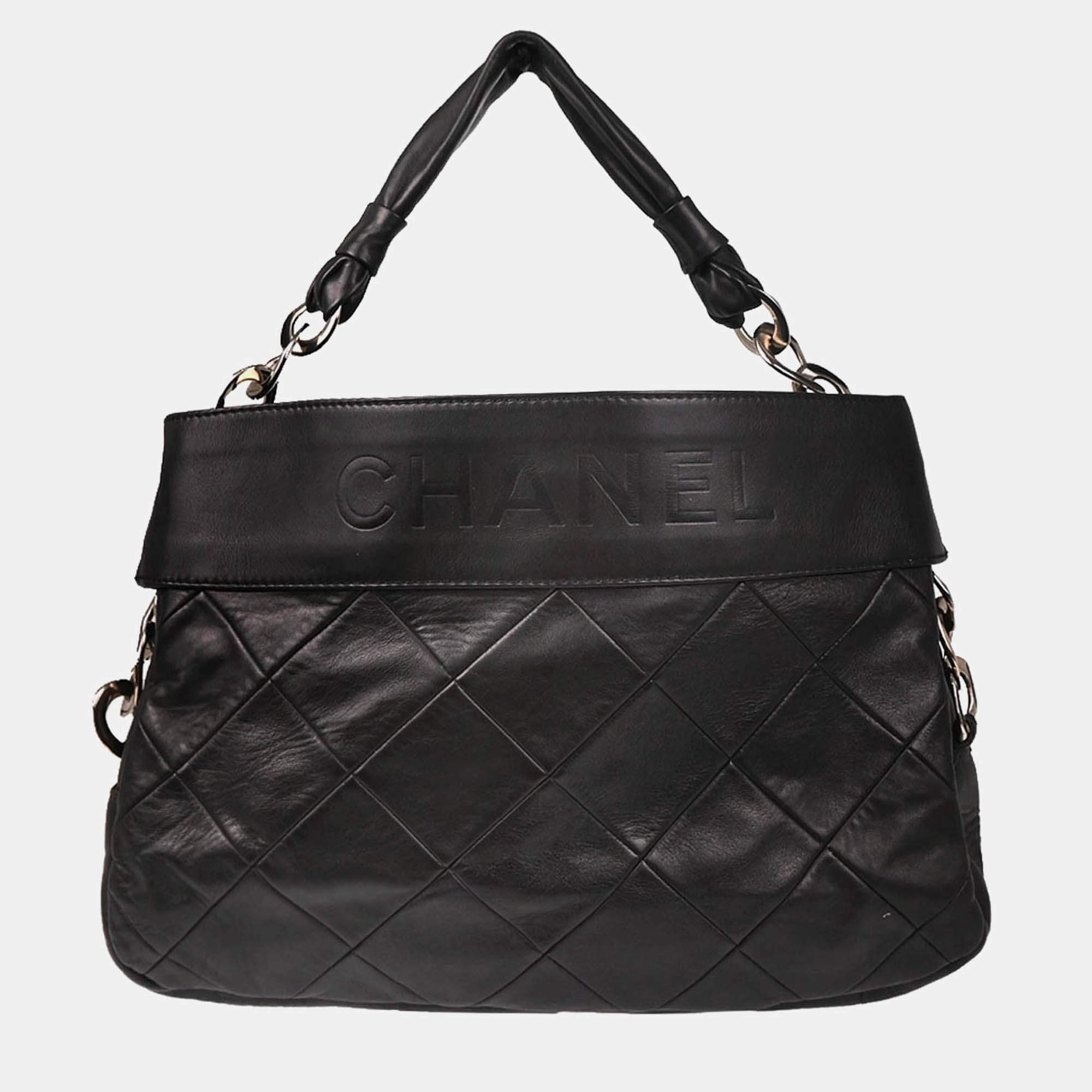 Pre Owned Chanel Black Calfskin Handbag