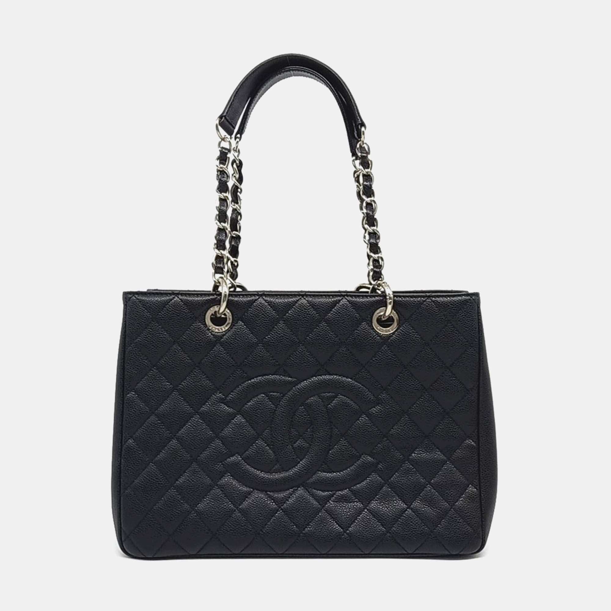 Pre Owned Chanel Black Leather Caviar Grand Shopping Bag
