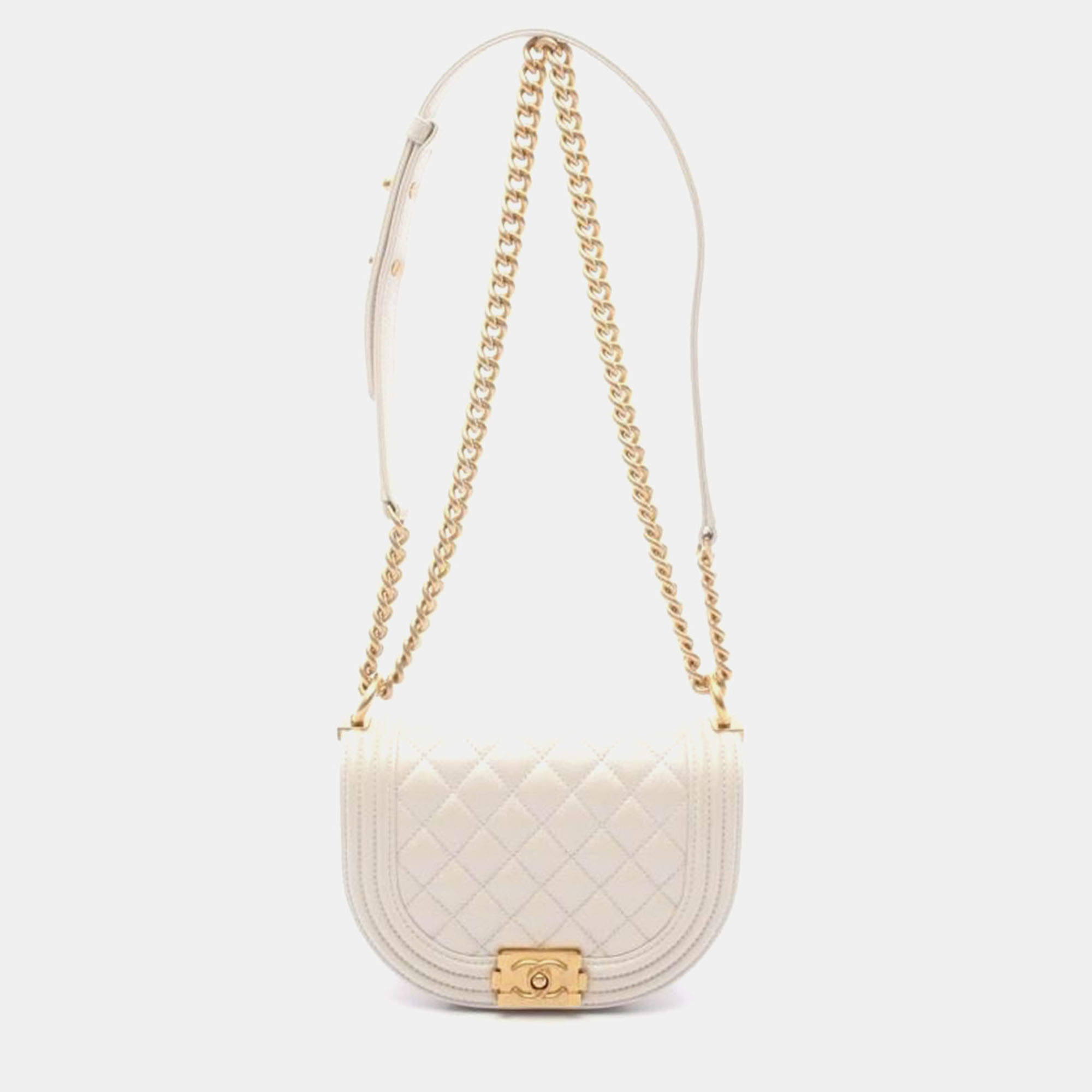 Pre Owned Chanel  Small White Leather Bag