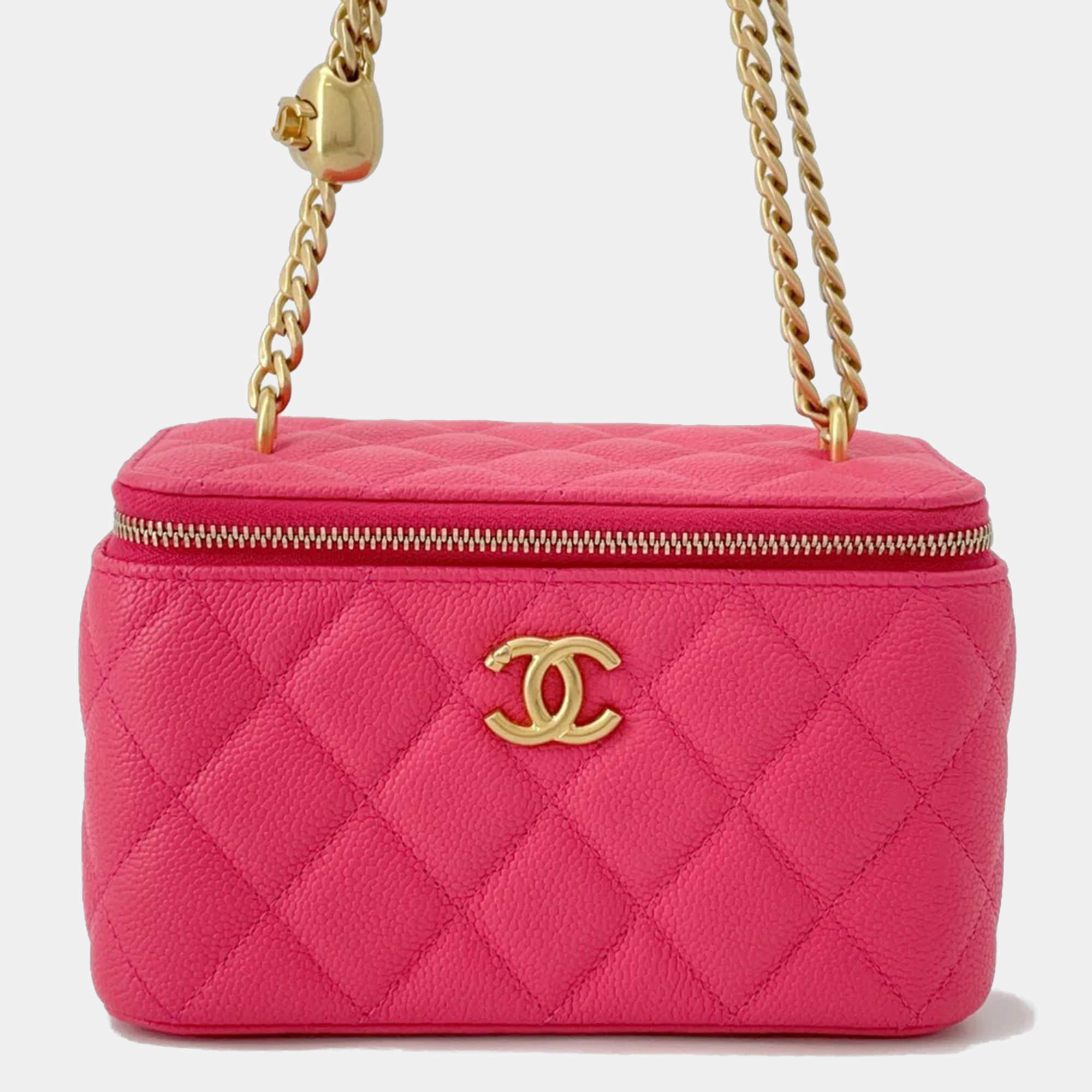 Pre Owned Chanel Vanity Pink Caviar Leather Shoulder Bag