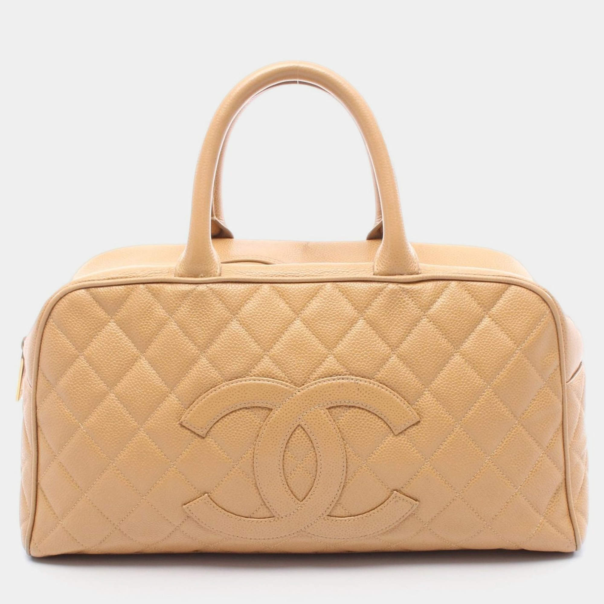 Pre Owned Chanel Coco CC Mark Matelasse Brown Calfskin Handbag GHW