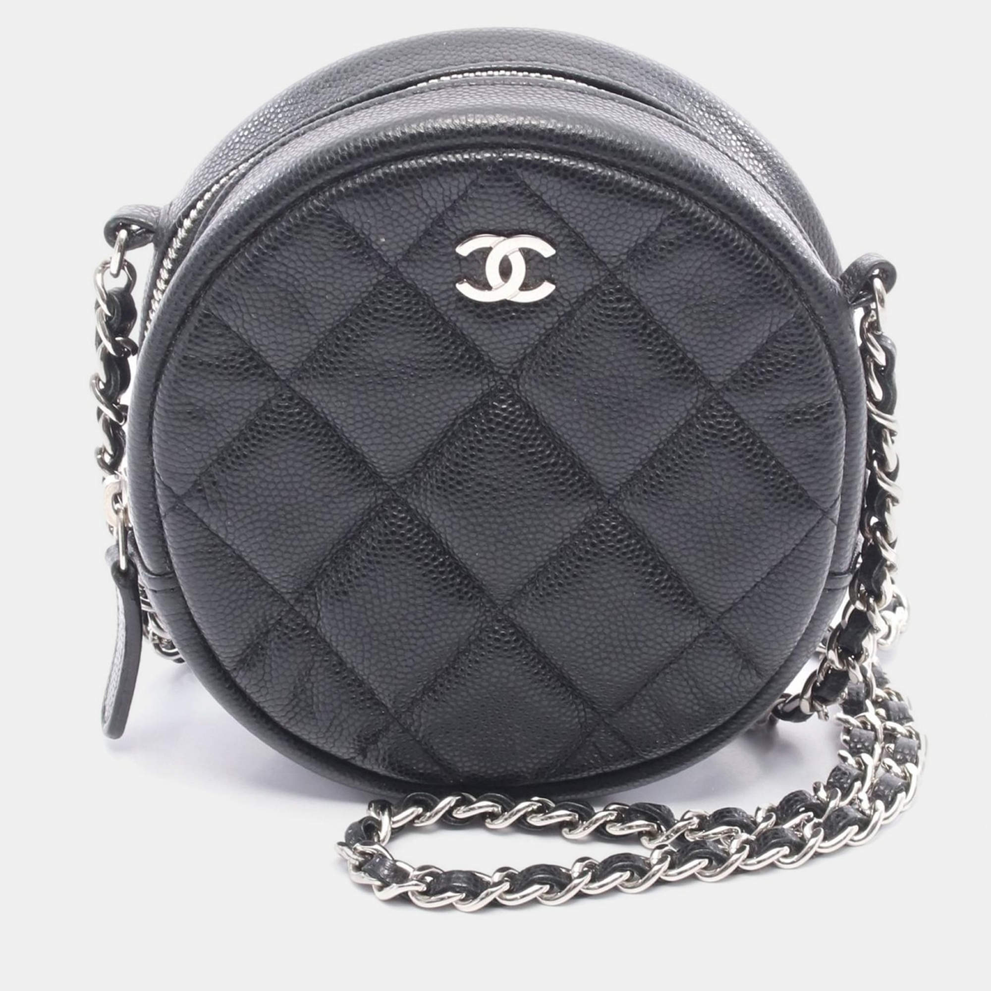 Pre Owned Chanel Matelasse Black Calfskin Crossbody PST Chain Shoulder Bag