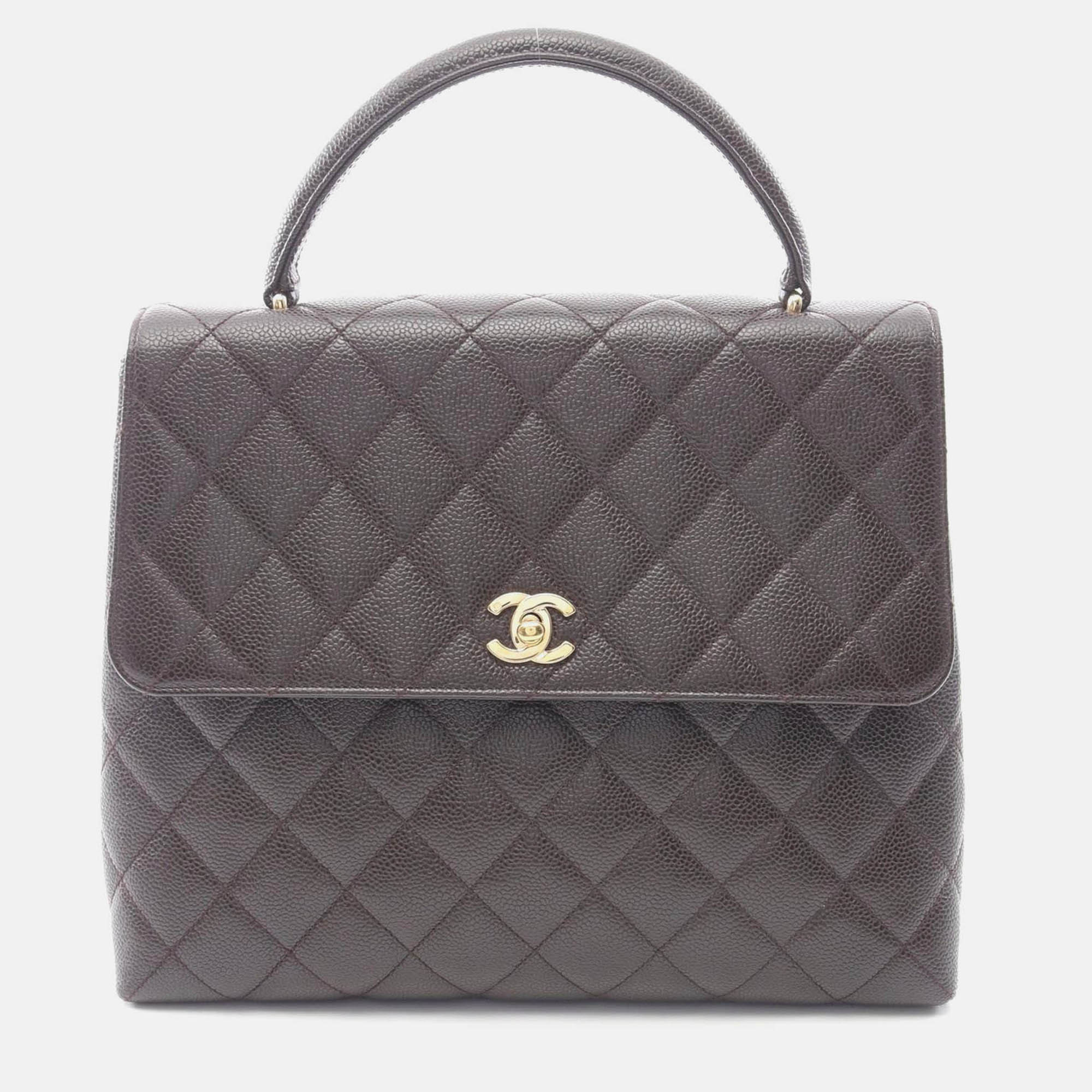 Pre Owned Chanel Matelasse Brown Calfskin Handbag GHW