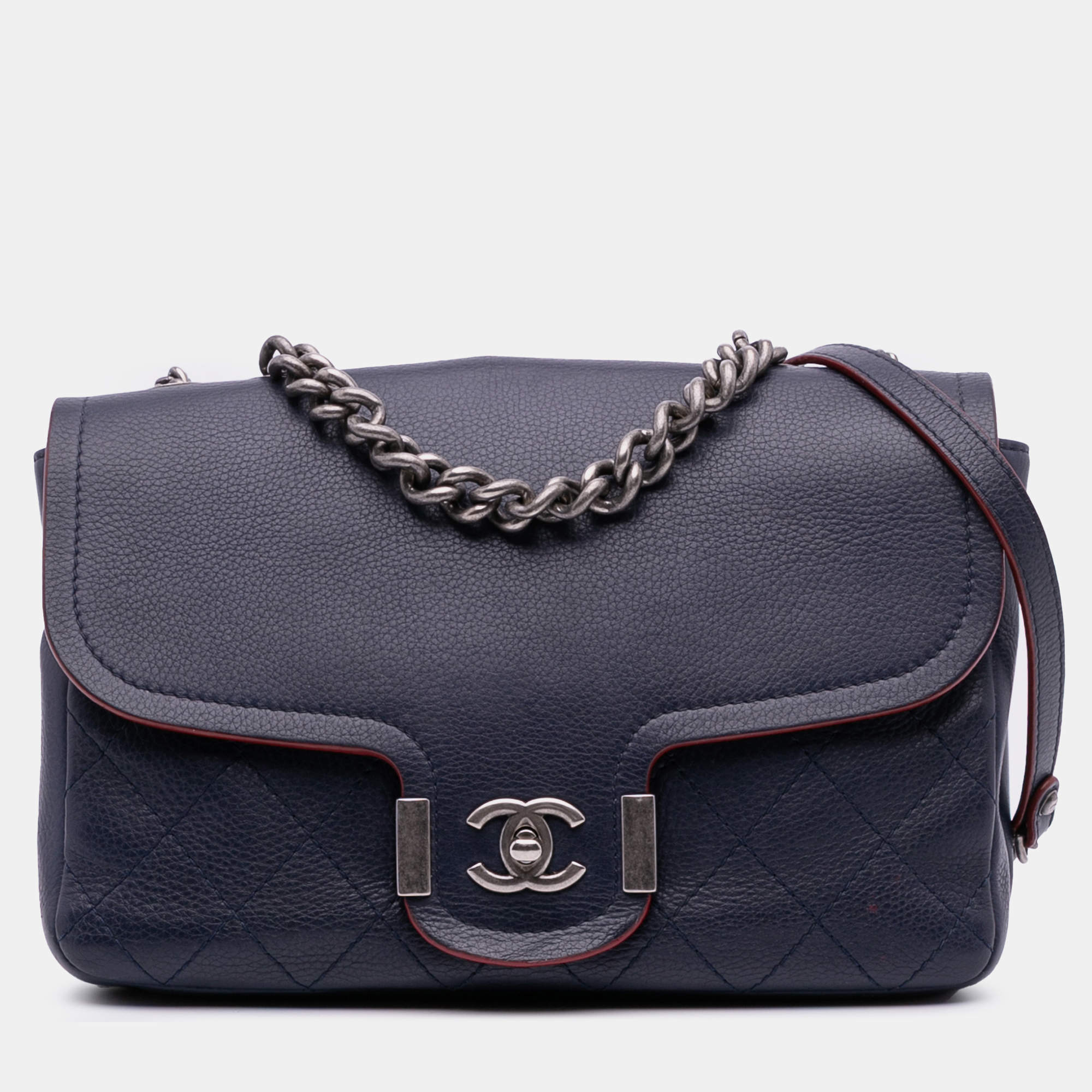 Pre Owned Chanel Blue Paris-Greece Calfskin Archi Chic Flap