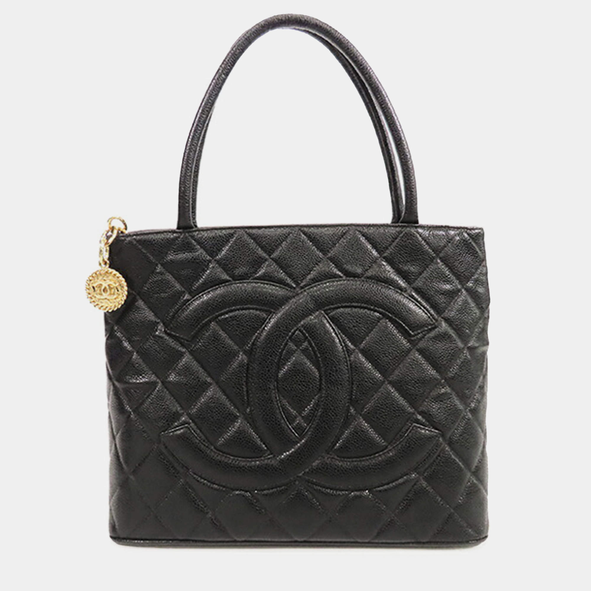 Pre Owned Chanel Black Caviar Medallion Tote