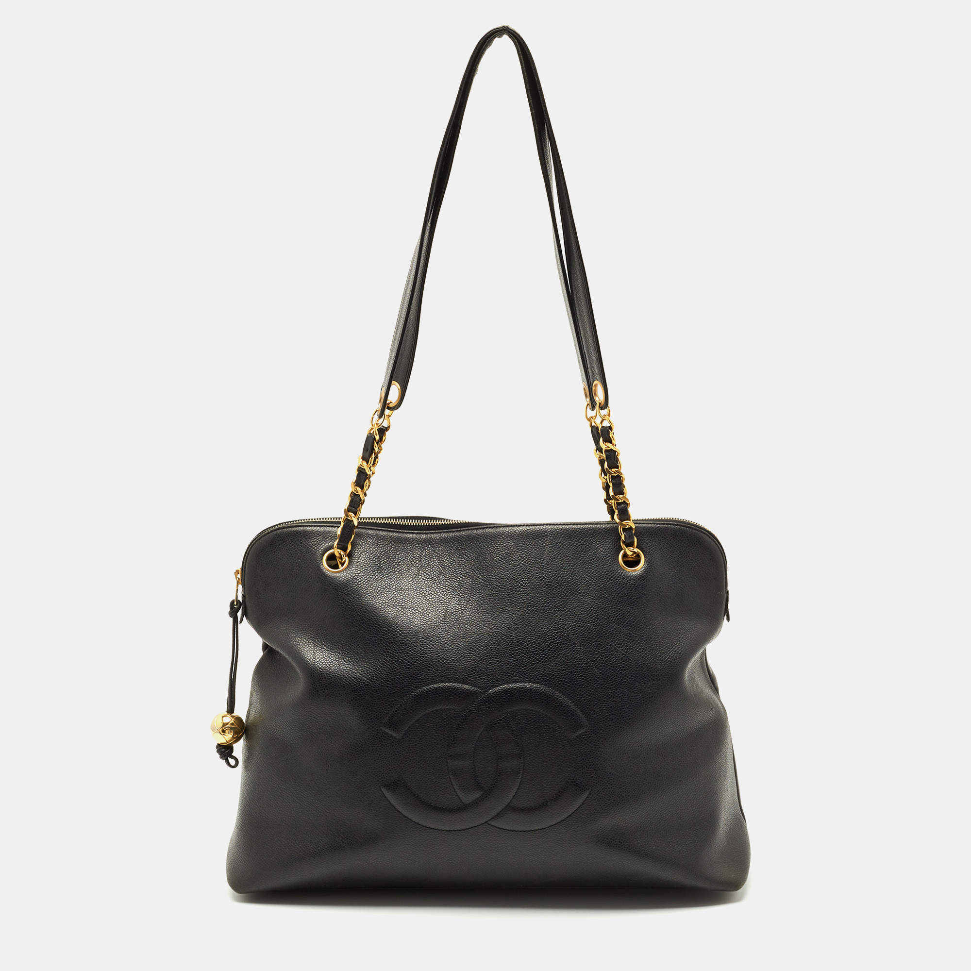 Pre Owned Chanel Black Leather CC Dome Satchel