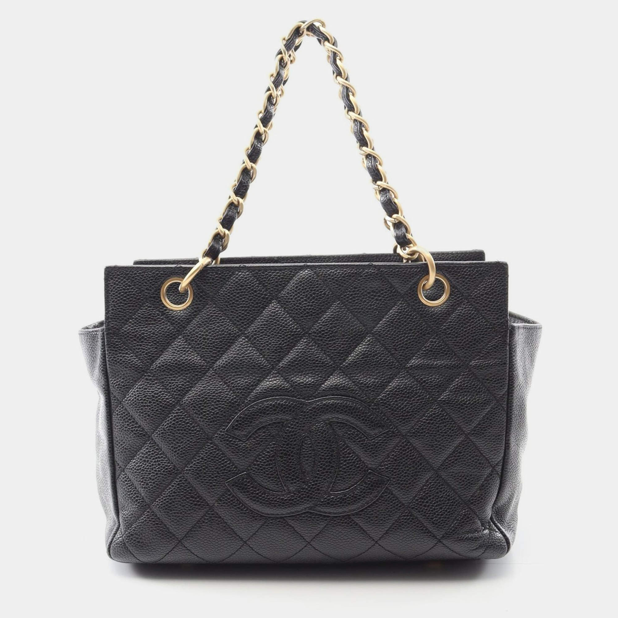 Pre Owned Chanel Matelasse Chain Handbag Calfskin Black Ghw coco Cc