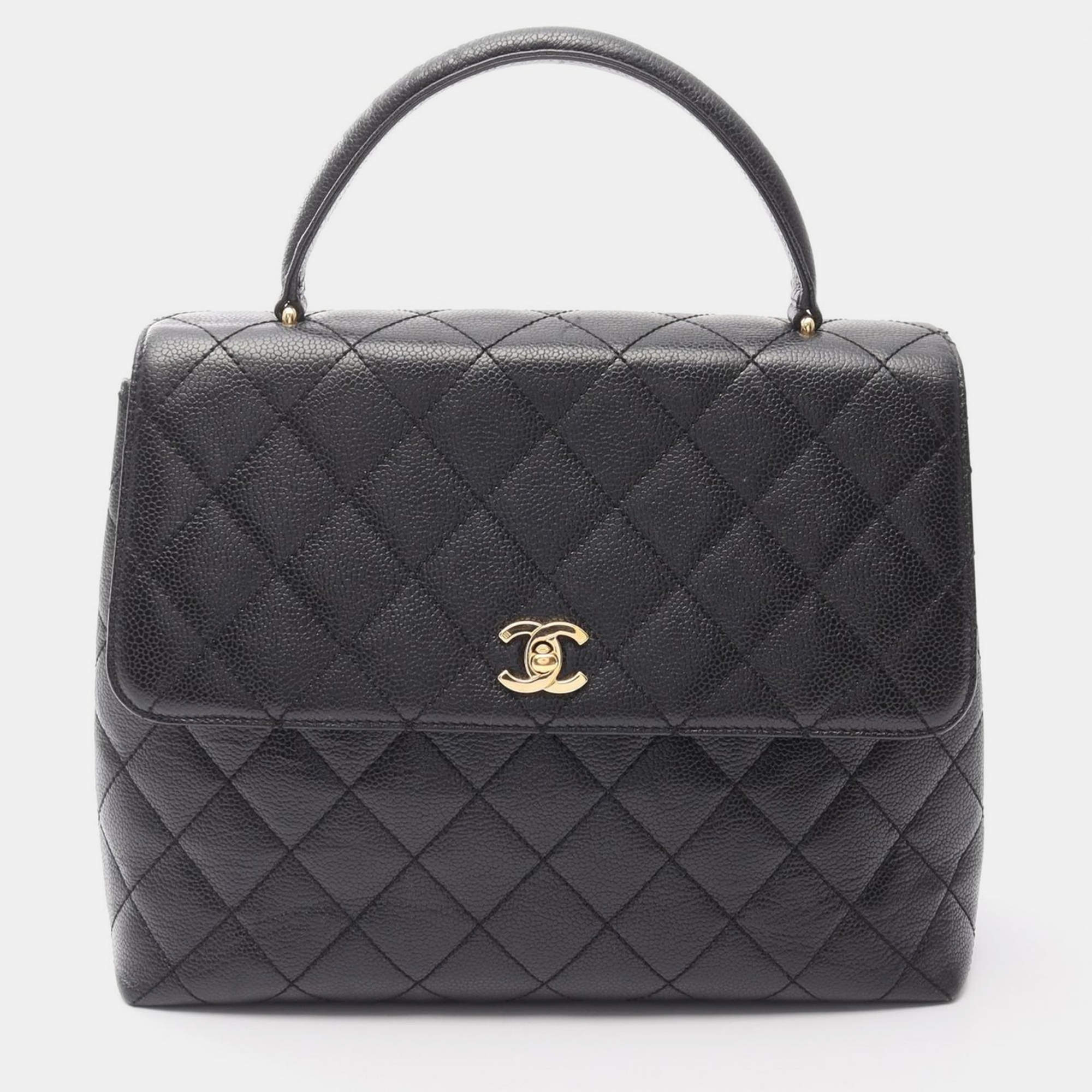 Pre Owned Chanel Matelasse Handbag Calfskin Black Ghw Cc Coco