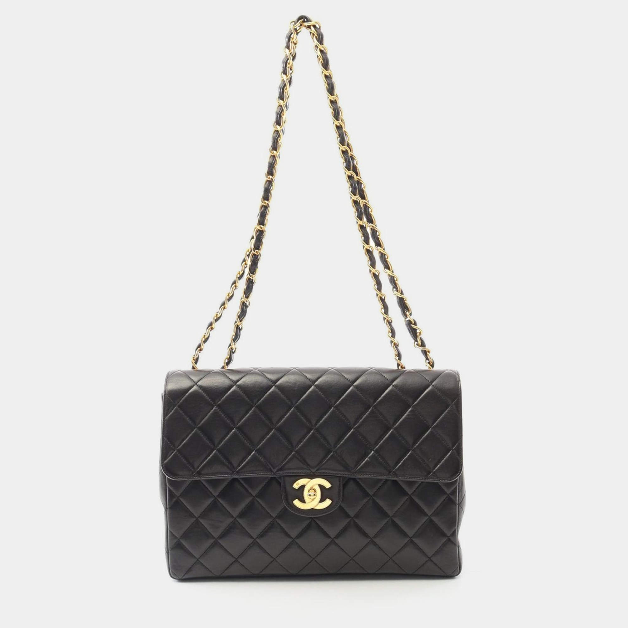 Pre Owned Chanel Jumbo Matelasse 30 Single Flap Chain Shoulder Bag Lambskin