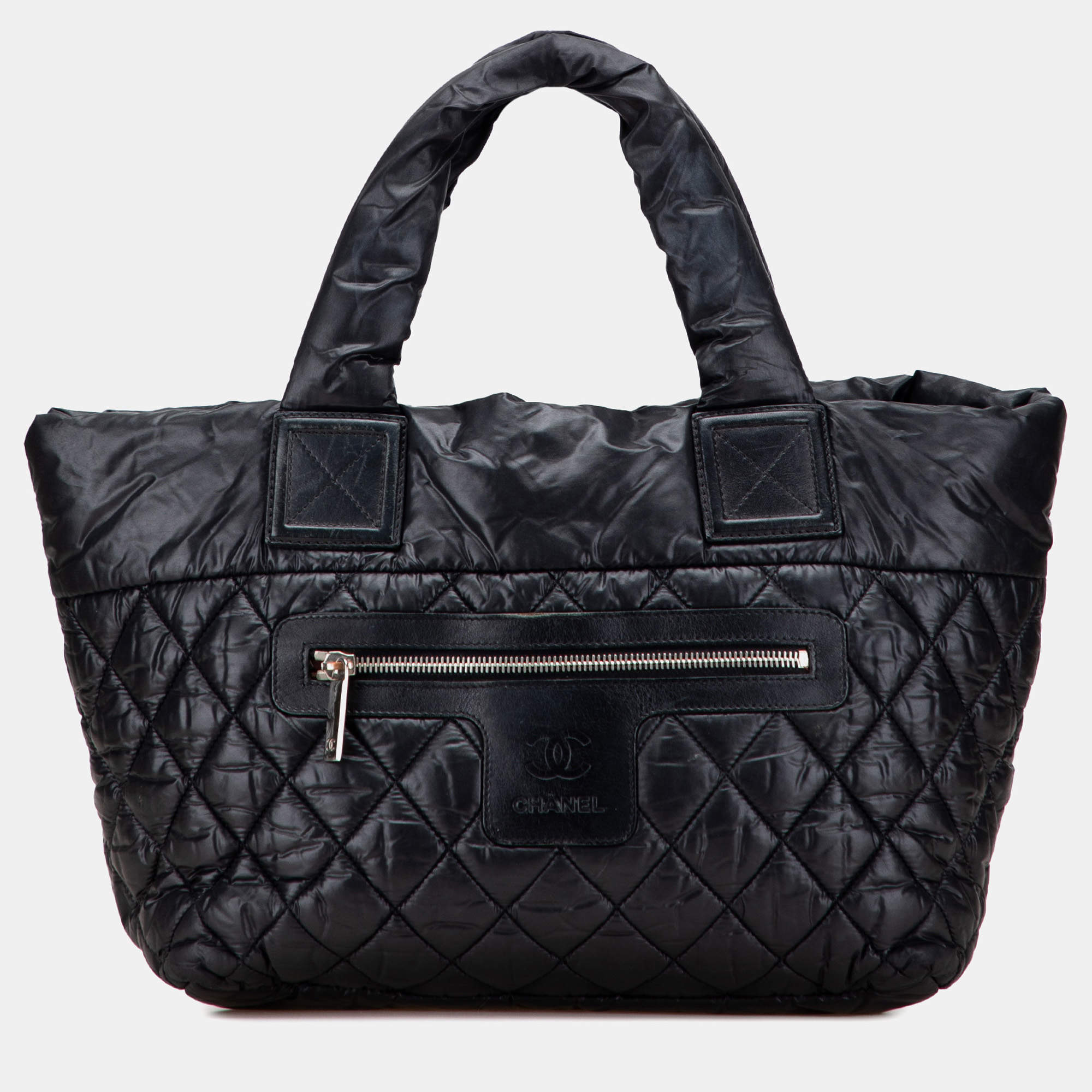Pre Owned Chanel Black Small Quilted Nylon Coco Cocoon Tote