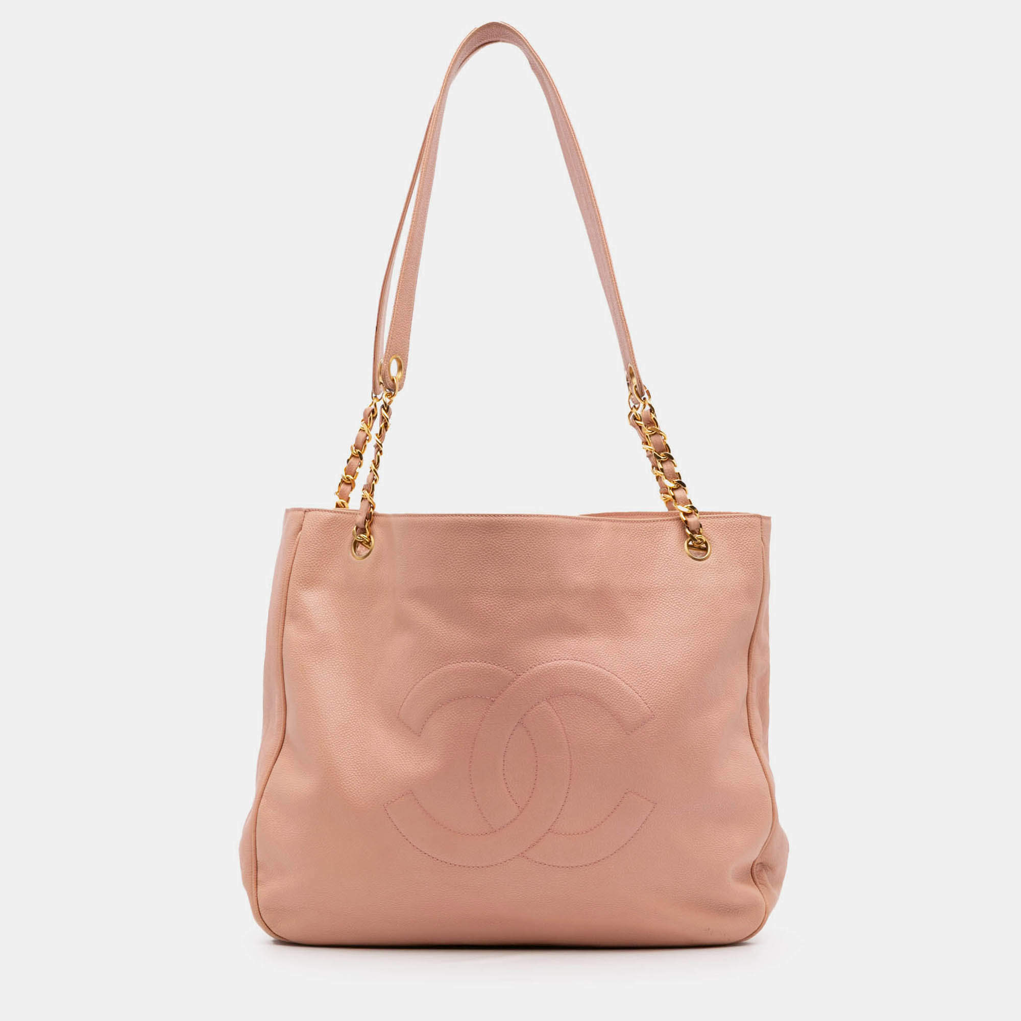 Pre Owned Chanel Pink CC Caviar Chain Tote
