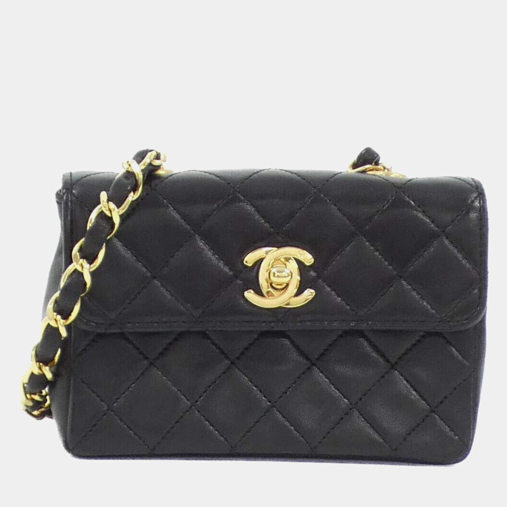 Pre Owned Chanel Black Leather Shoulder Bag