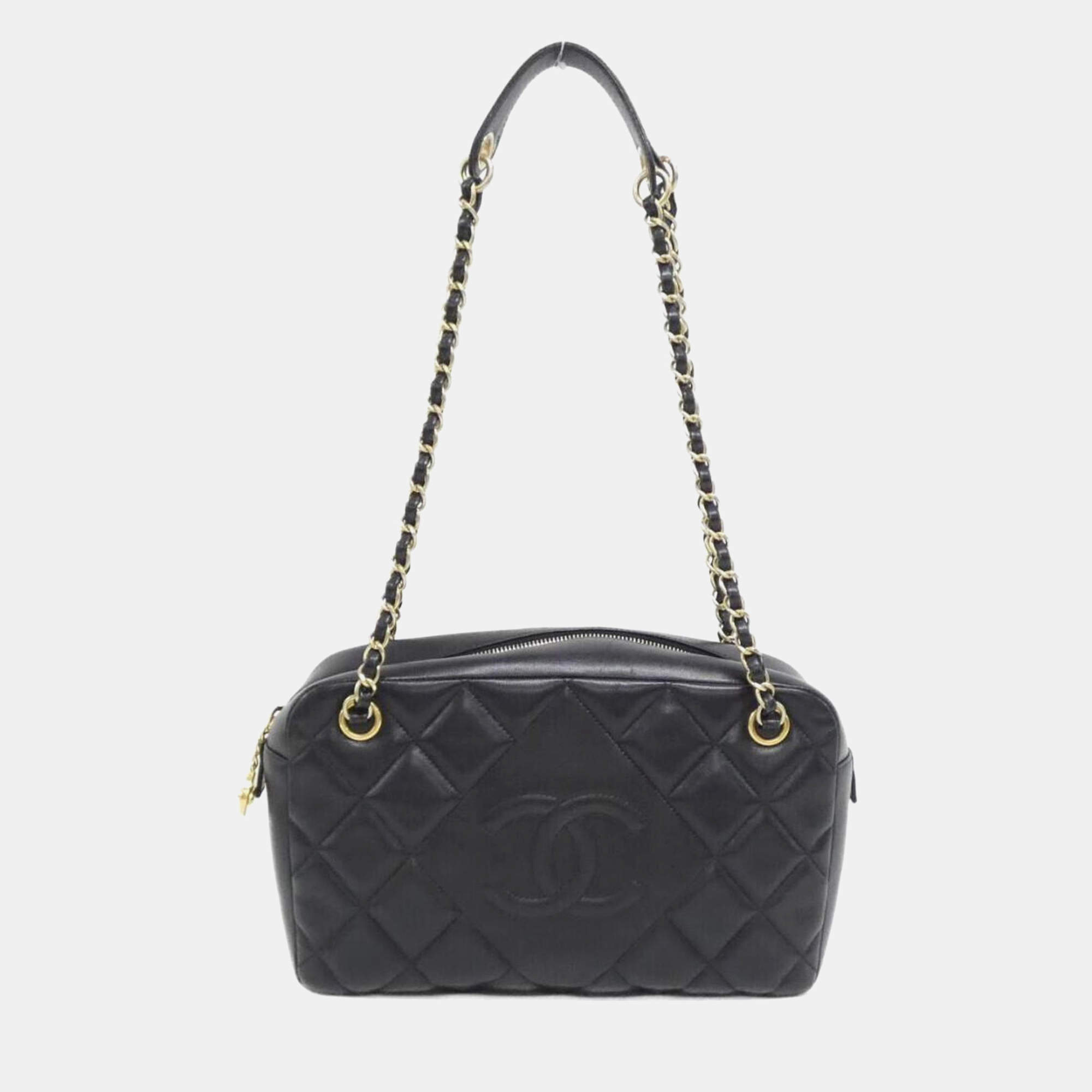 Pre Owned Chanel Black Leather CC Line \Shoulder Bag