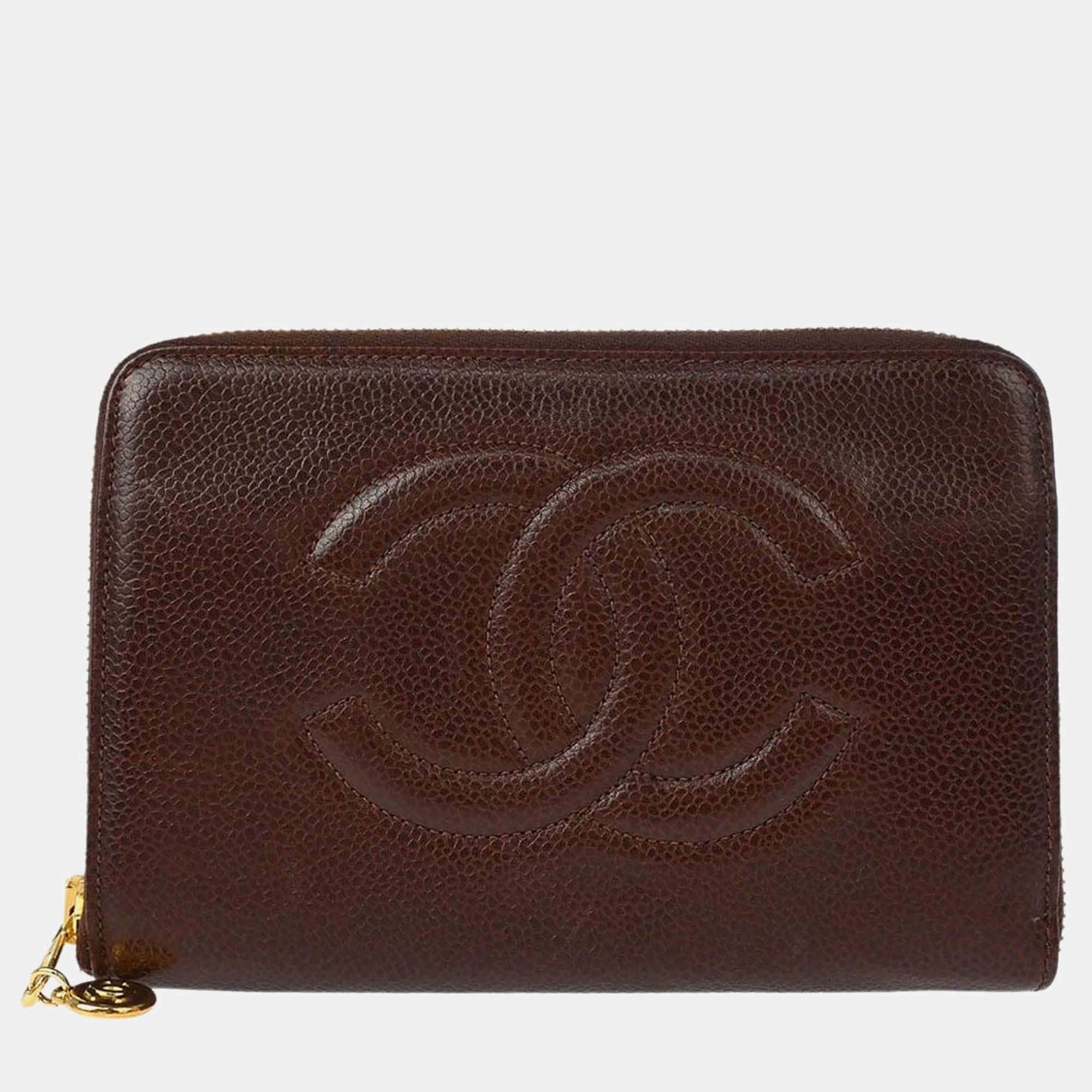 Pre Owned Chanel CC Small Brown Calfskin Wallet