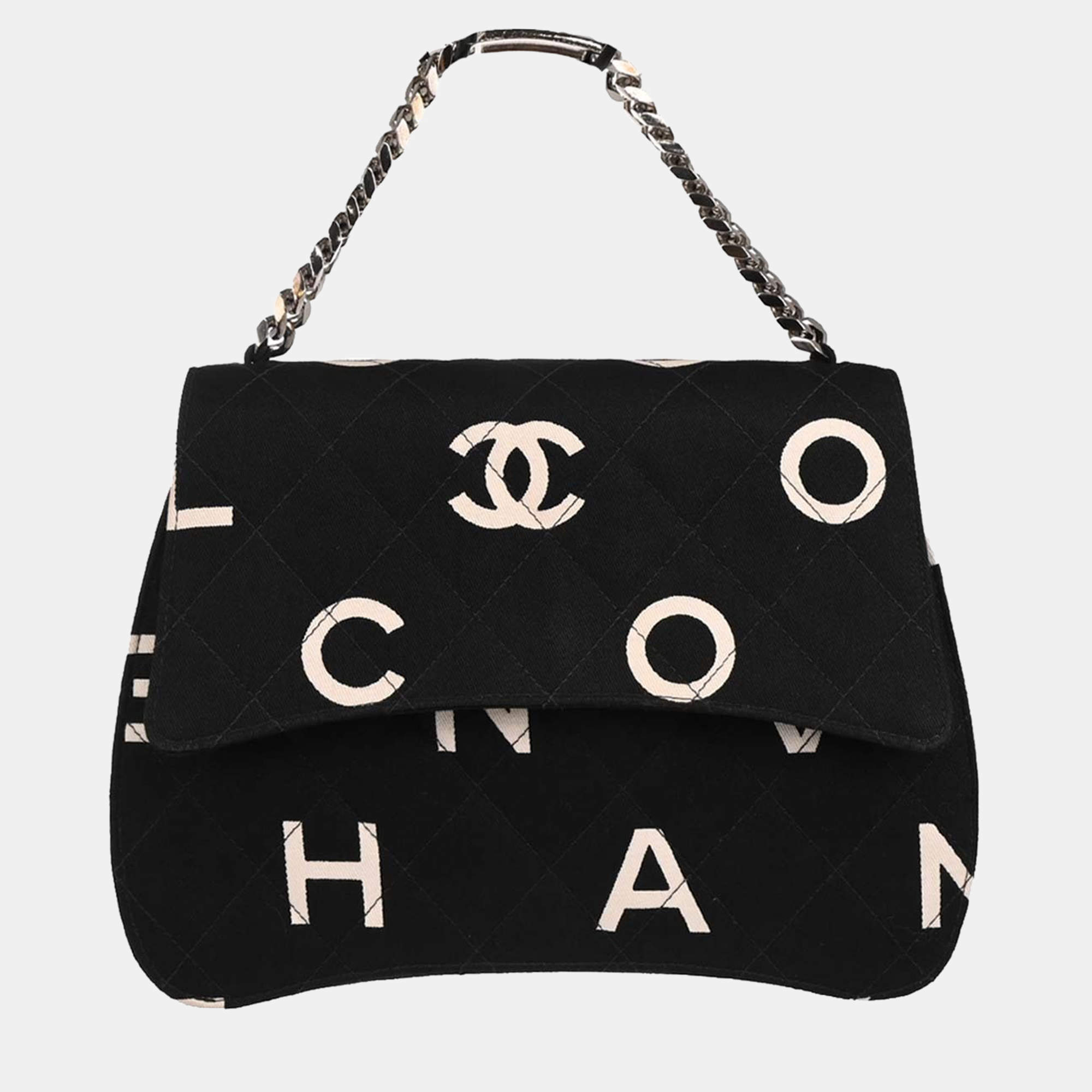 Pre Owned Chanel Black Canvas Chain Handbag