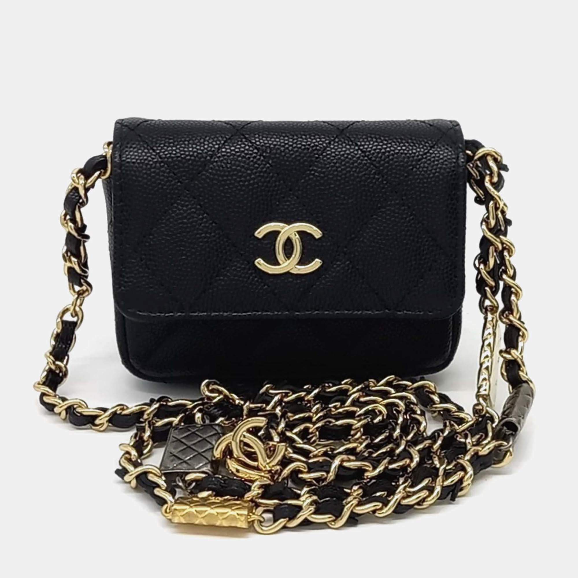 Pre Owned Chanel Caviar Chain Belt Bag