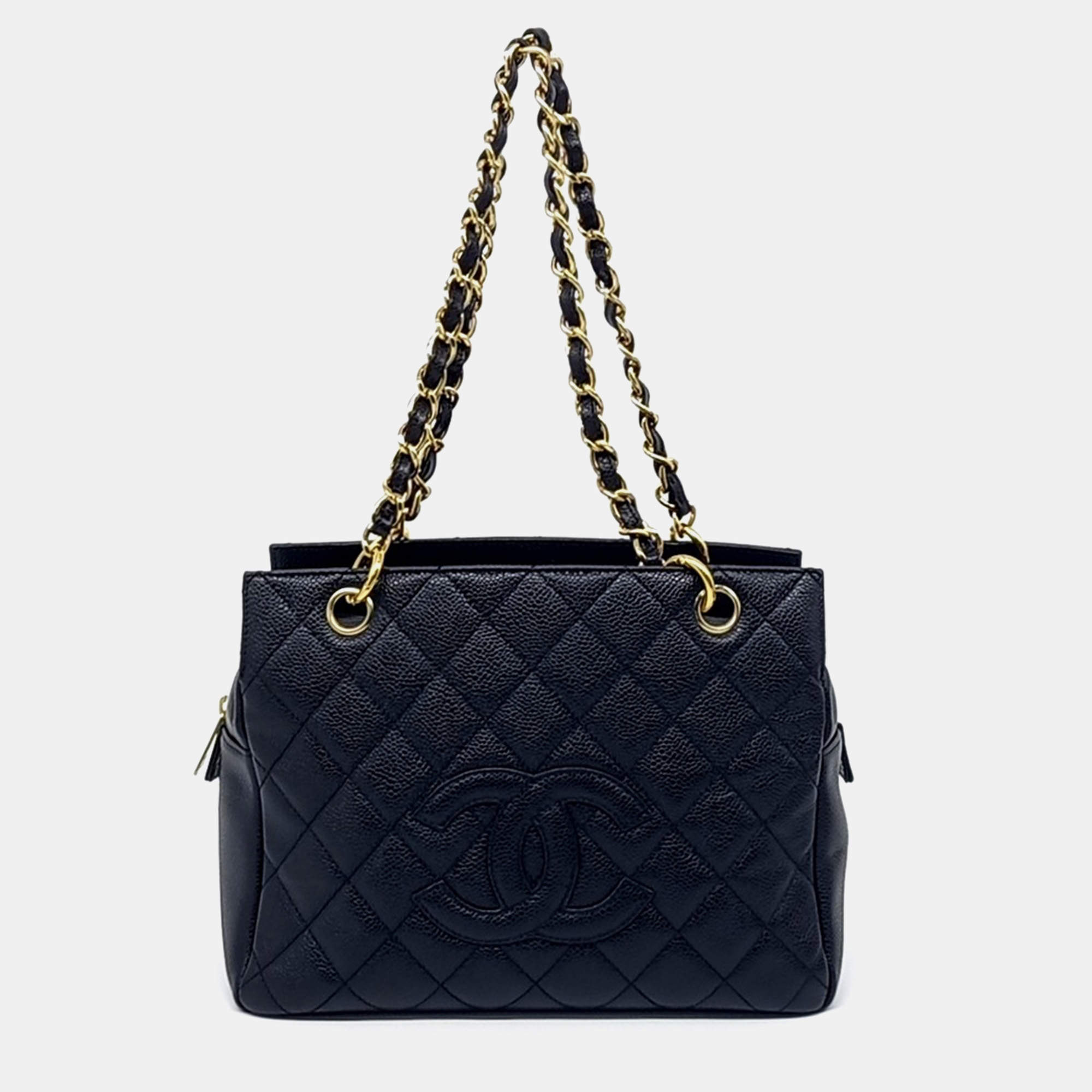 Pre Owned Chanel Black Leather Chanel Caviar Square Bag