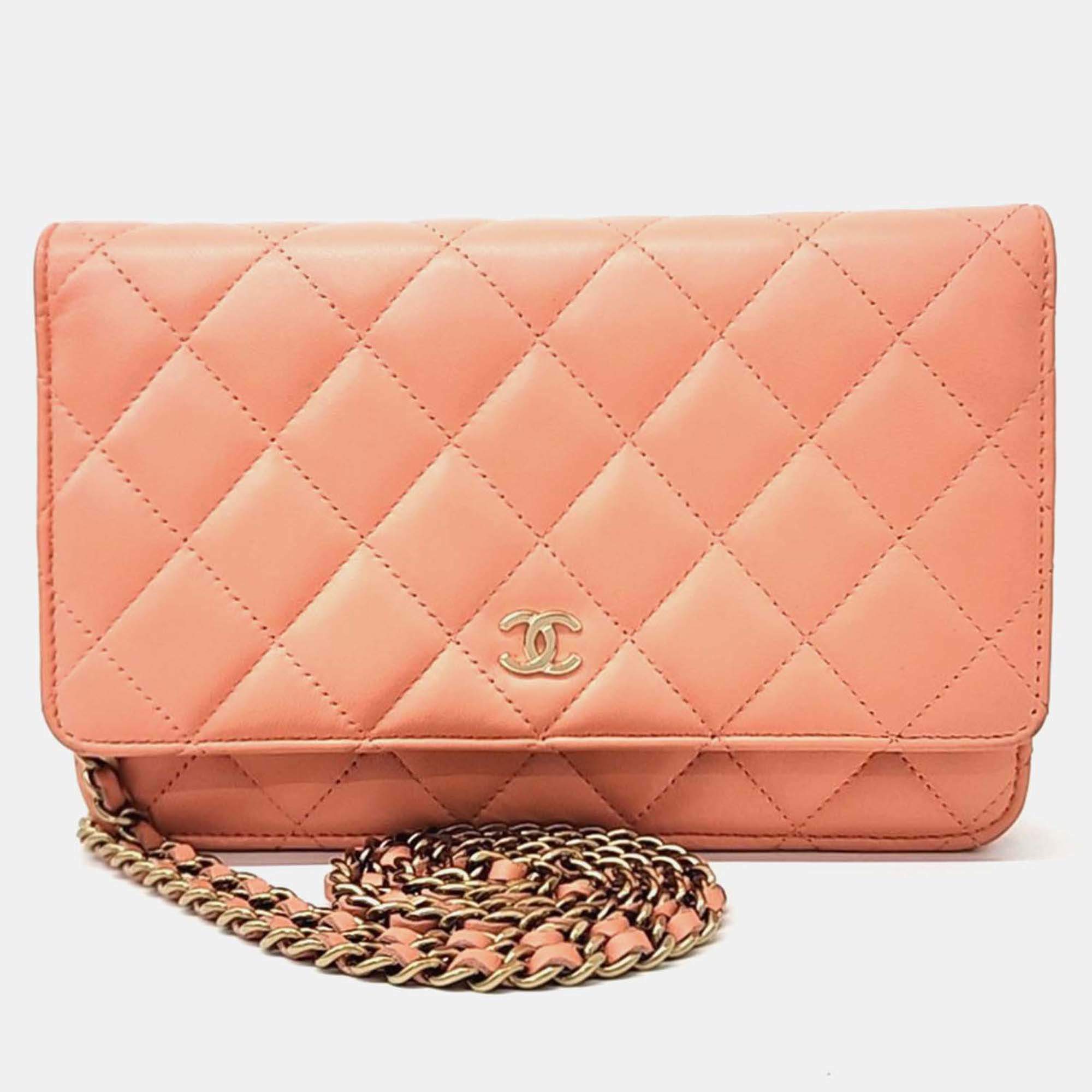 Pre Owned Chanel Orange Leather WOC Mini Crossbody Bag