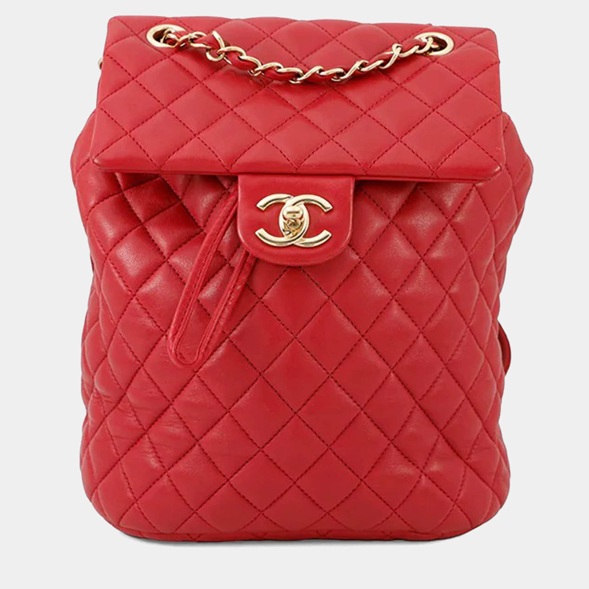 Pre Owned Chanel Urban Spirit Red Lambskin Backpack