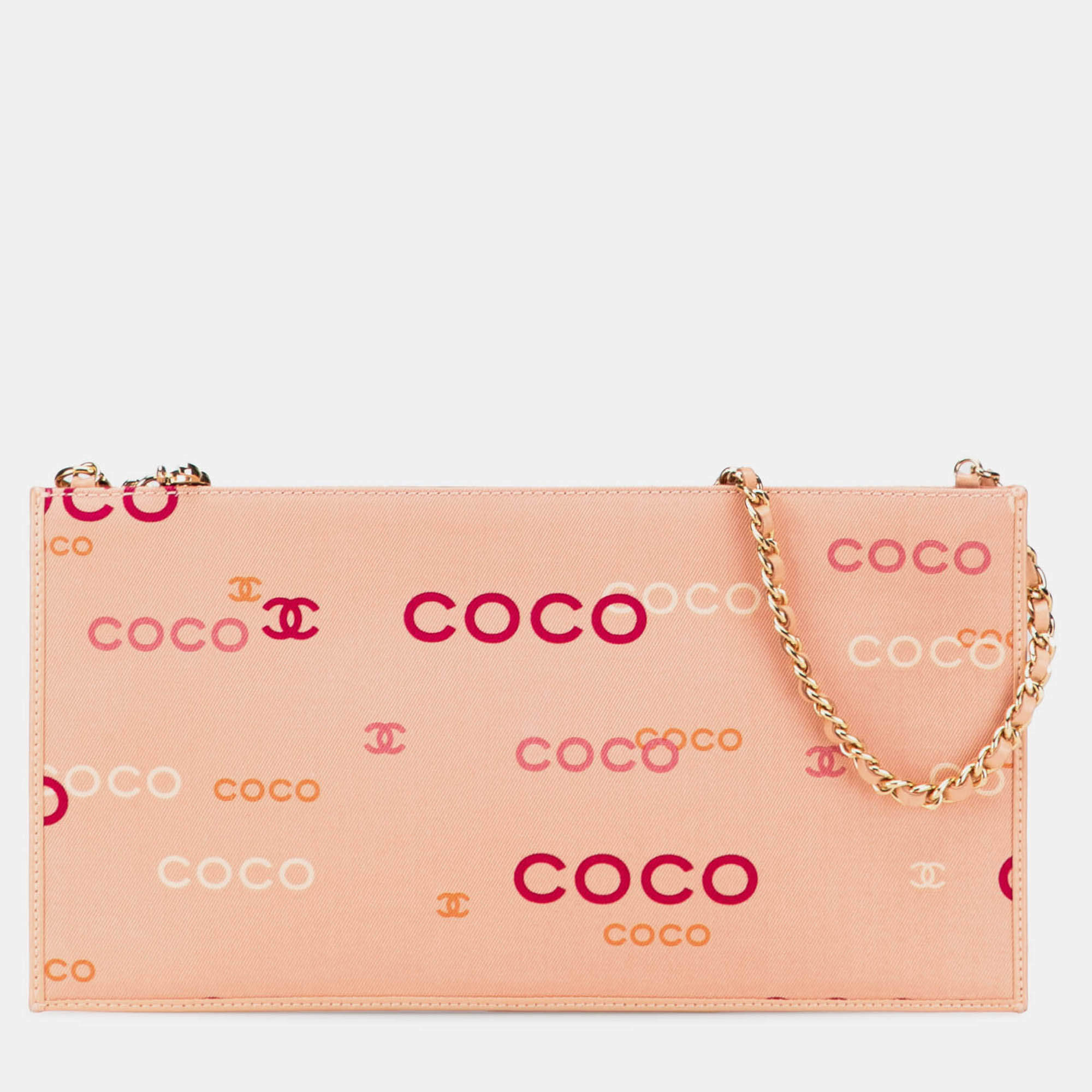 Pre Owned Chanel Pink Canvas Coco Chain Pochette