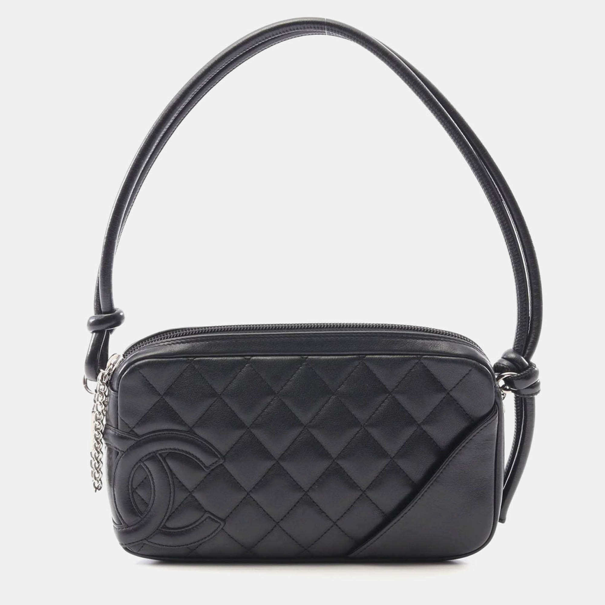 Pre Owned Chanel Coco CC Cambon Line Black Leather Handbag